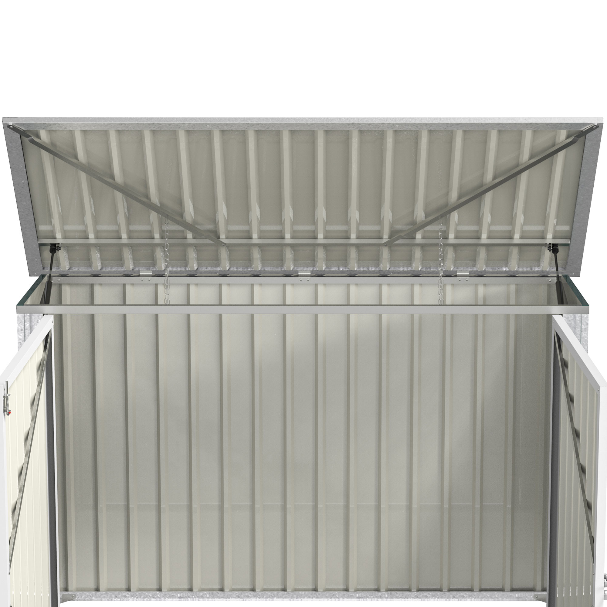 Mülltonnenbox Müllbox Storer abschließbar Gerätebox für 2 Mülltonnen Stahl 178,5 x 104,5 x 128,5/113 cm Grün