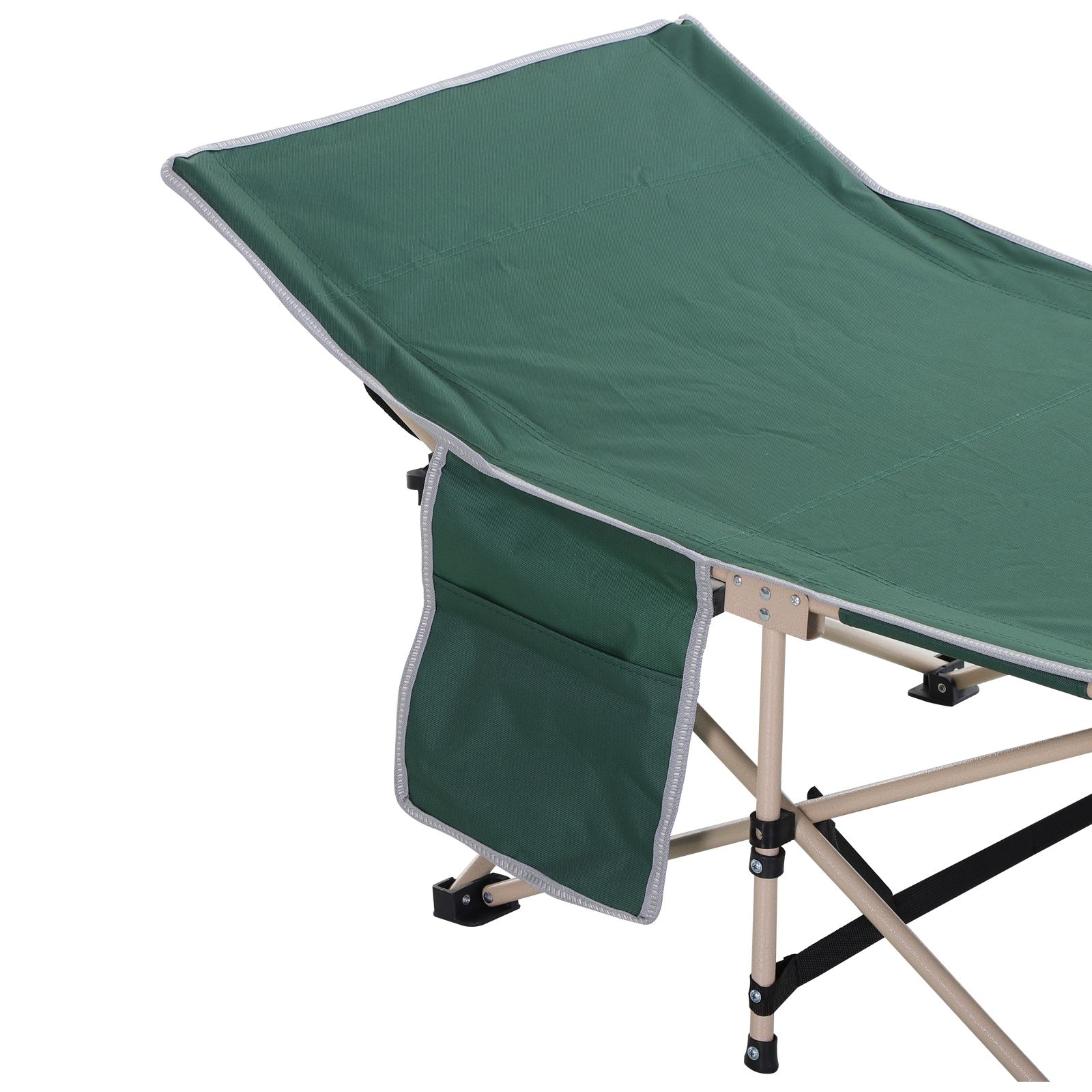 Feldbett, Camping-Bett, klappbar, wetterbeständig, ink. Tragetasche, 190 cm x 68 cm x 52 cm, Grün + Beige