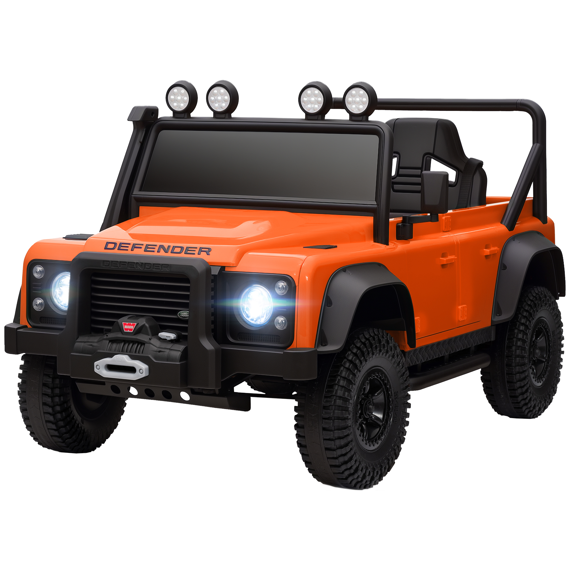 Kinder-Elektroauto, 12V Batterie-Betrieb, Fernbedienung, Musik-Funktion, Hupe, LED-Lichter, Orange Kinder-Elektroauto, 12V Batterie-Betrieb, Fernbedienung, Musik-Funktion, Hupe, LED-Lichter, Orange