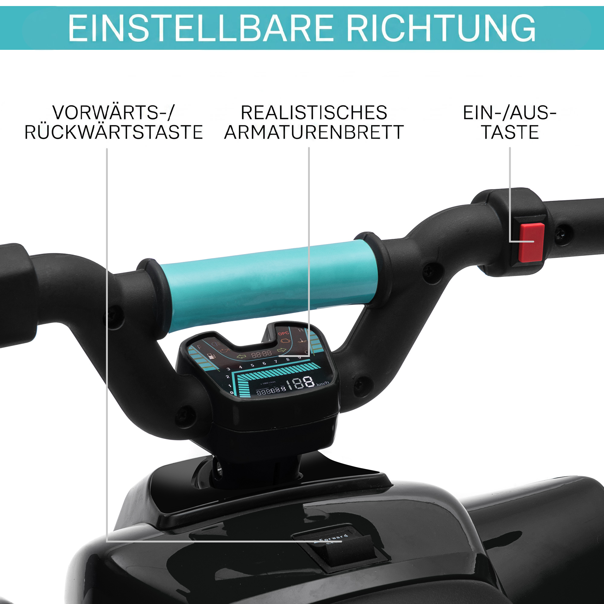 Kinder Quad Elektro 6V Kinderquad mit Vorwärts-, Rückwärtsfunktion für Kinder 1,5-3 Jahre bis 20 kg Schwarz