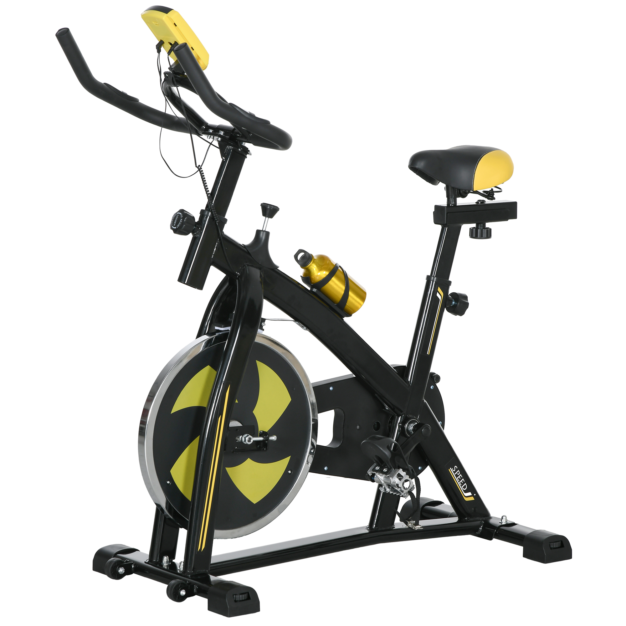 Heimtrainer, leise, anpassbarer Widerstand, Pulssensor, Monitor, Gelb Heimtrainer, leise, anpassbarer Widerstand, Pulssensor, Monitor, Gelb