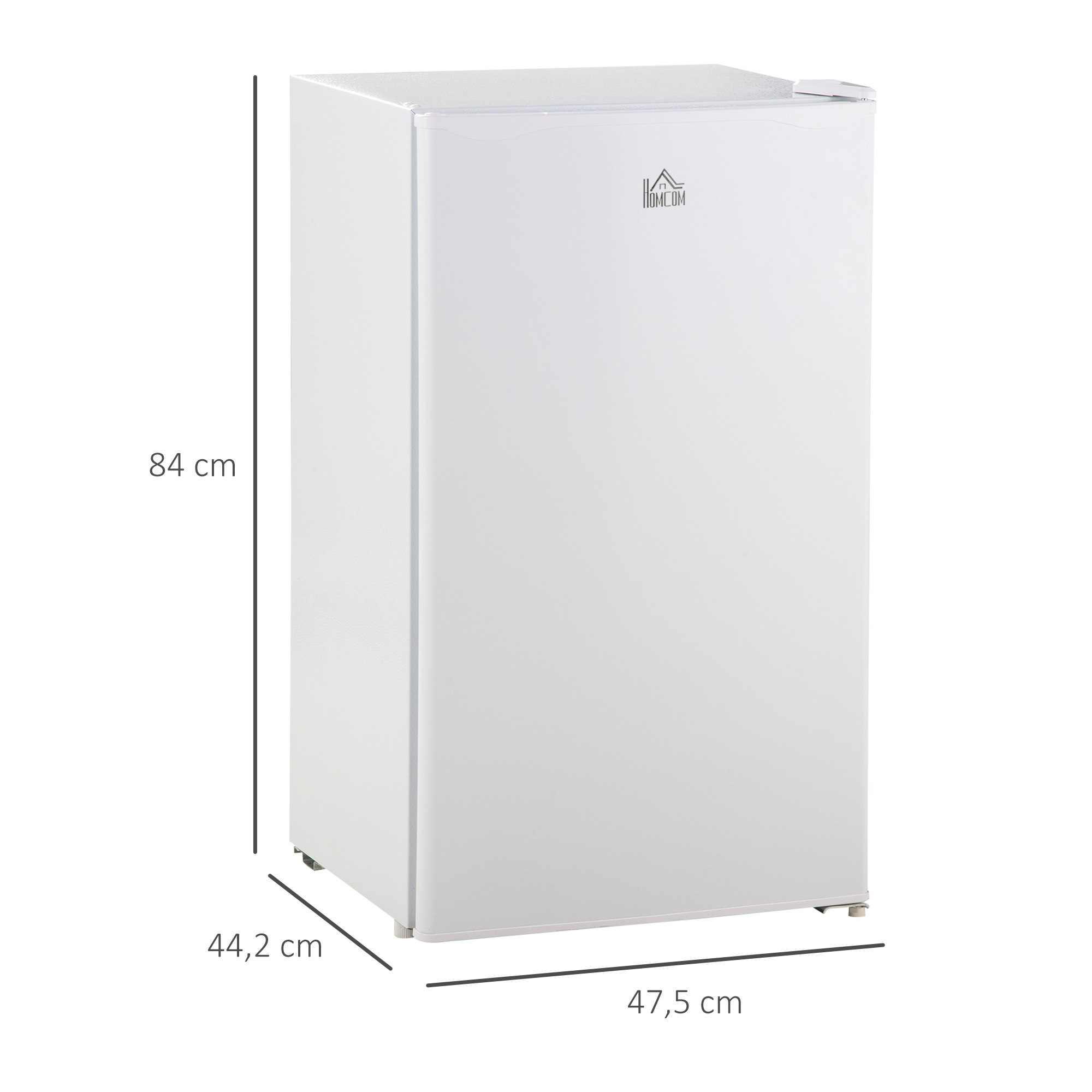Mini-Kühlschrank, 91 Liter Kapazität, Gefrierfach, verstellbare Fächer, leiser Betrieb, kompakte Größe, Kunststoff, Stahl, Weiß