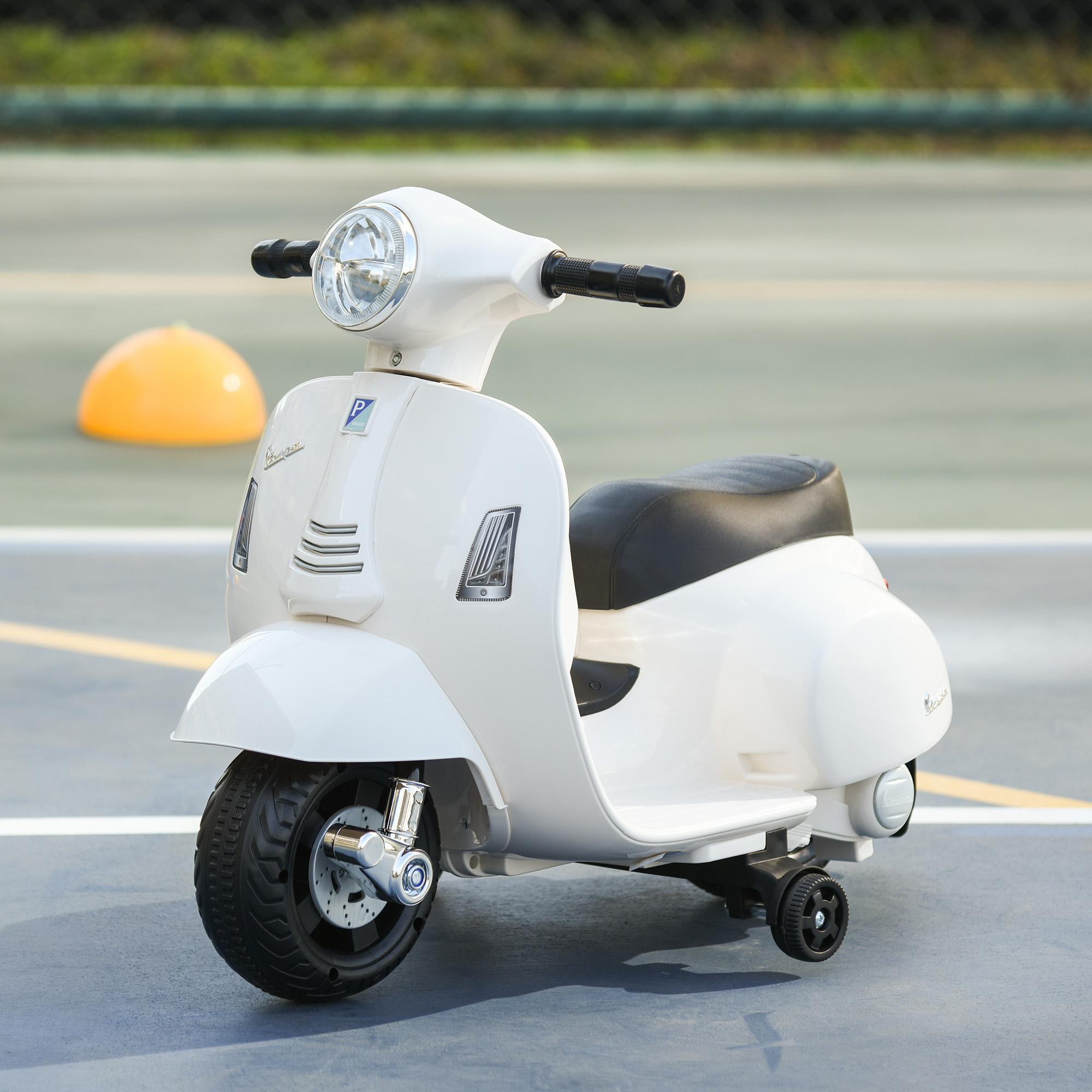 Kindermotorrad Vespa mit LED-Licht, Sound, für Kinder von 18-36 Monate, weiß