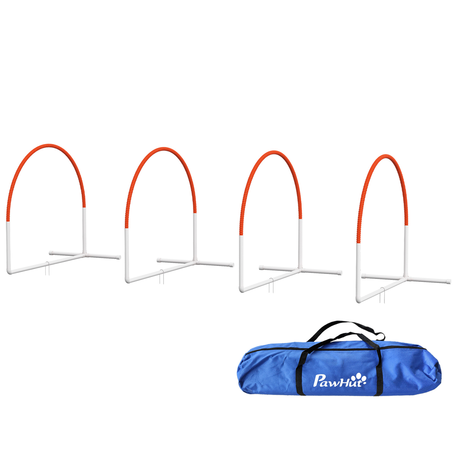 Agility-Set für Hunde, 4-teilig, inkl. Tragetasche, Kunststoff, 89x69x99 cm, Weiß+Orange Agility-Set für Hunde, 4-teilig, inkl. Tragetasche, Kunststoff, 89x69x99 cm, Weiß+Orange