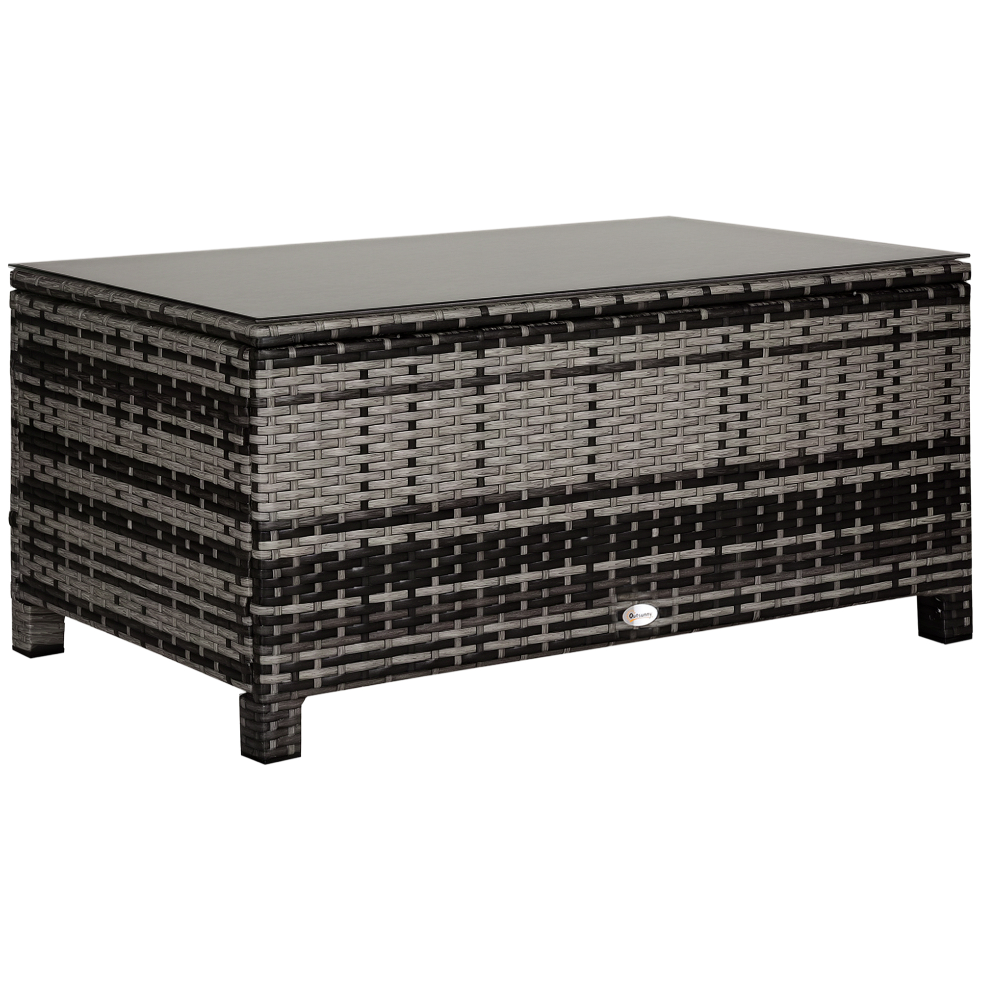 Garten Beistelltisch Couchtisch Gartentisch Balkontisch Polyrattan Grau 85 x 50 x 39 cm