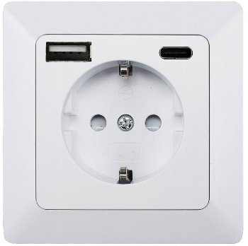 MILOS Schutzkontakt-Steckdose, matt weiß / 230V~/ 16A, Unterputz, USB-A/C PD 3.0