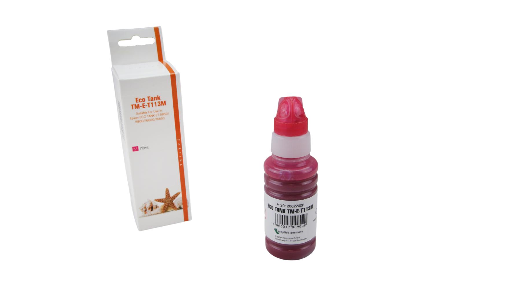 T113M Eco Tank Nachfüllflasche magenta für Epson / C13T06B340 / 70ml