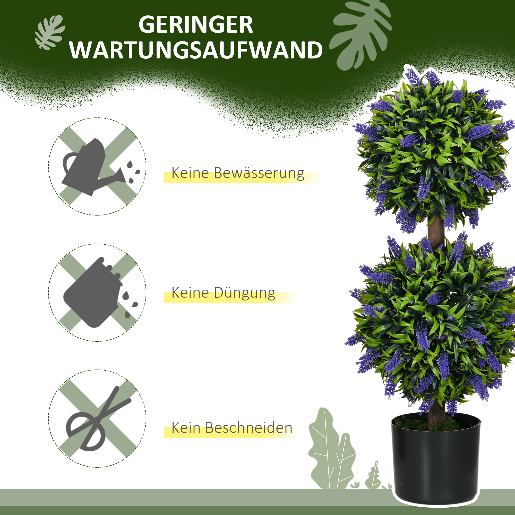 2er-Set künstliche Pflanzen, UV-beständige Kunstpflanze im Blumentopf, 70 cm Zimmerpflanze für Wohnzimmer, Garten