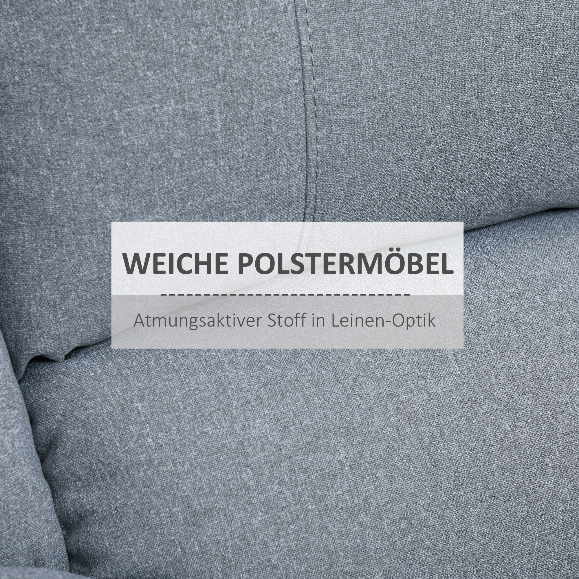 Relaxsessel Manuell Fernsehsessel mit Liegefunktion, Leinenoptik, TV-Sessel mit Seitengriff, Fußstütze, bis 150 kg Belastbar, für Wohnzimmer, Hellgrau