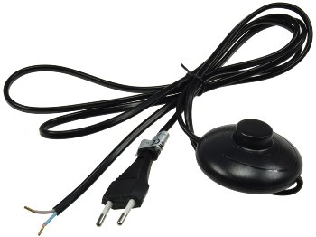 Netzkabel mit Fußschalter, blanke Enden, 2m lang, schwarz