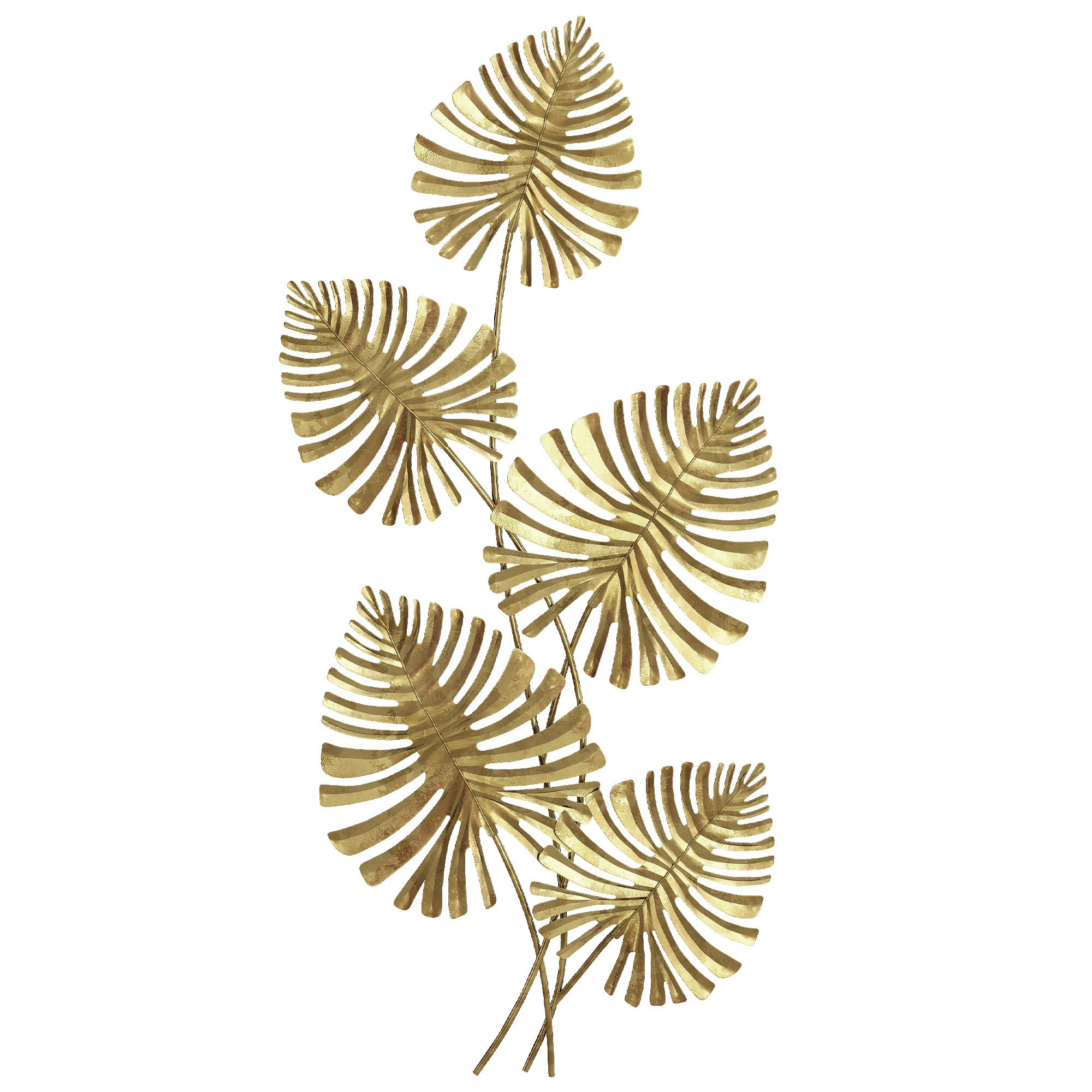 Wanddekor-Set aus Metall, lackierte Oberfläche, Blatt-Form, Goldfarben Wanddekor-Set aus Metall, lackierte Oberfläche, Blatt-Form, Goldfarben
