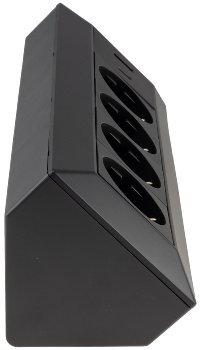 4-fach Steckdosenblock, USB-A+C, schwarz / 250V~/ 16A, Aufbaumontage, USB 3,1A, PD