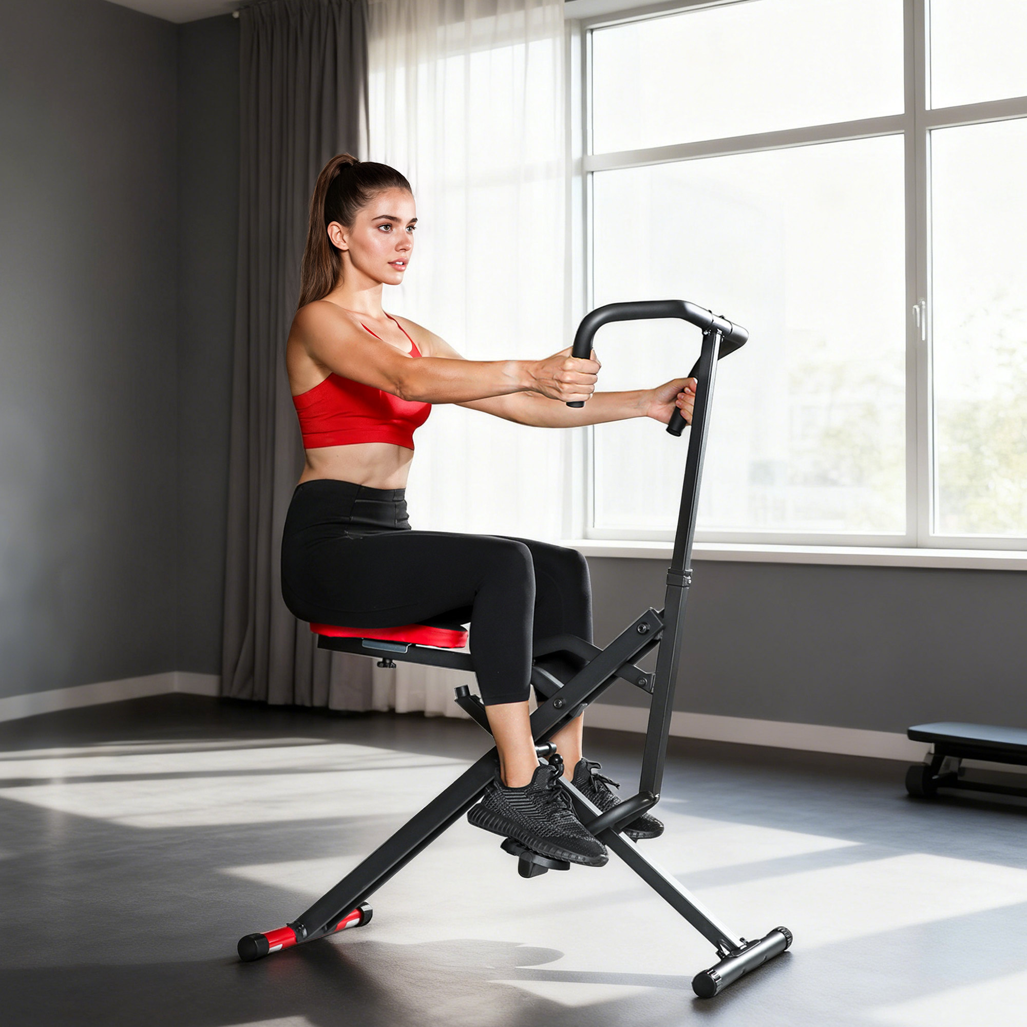 Trainingsmaschine, verstellbar, Metallrohre, Pedale, klappbar, Rot