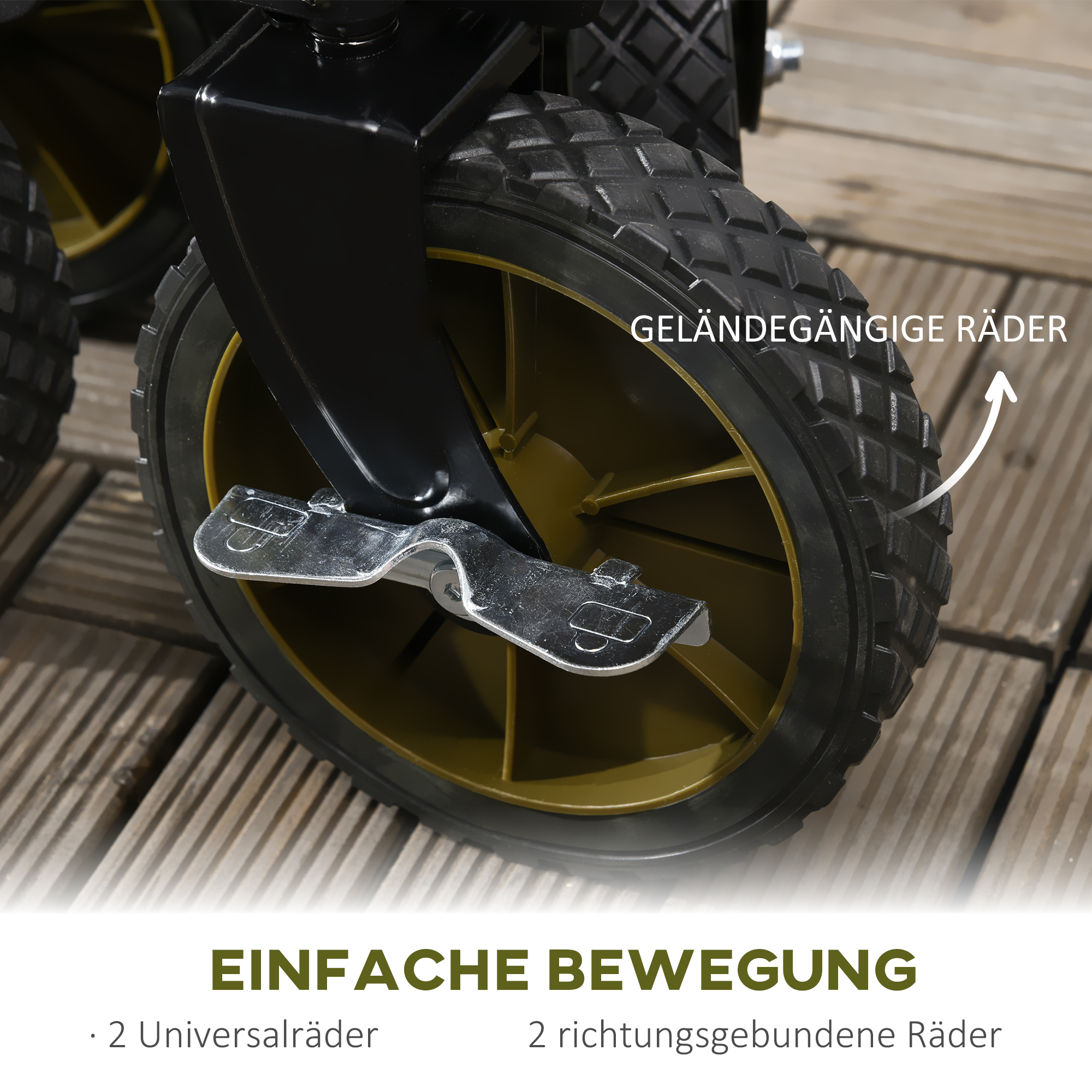 Bollerwagen, klappbar, 5 Seitentaschen, verstellbarer Griff, bis 120 kg belastbar, Stahl, 108 x 55 x 93 cm, Grün