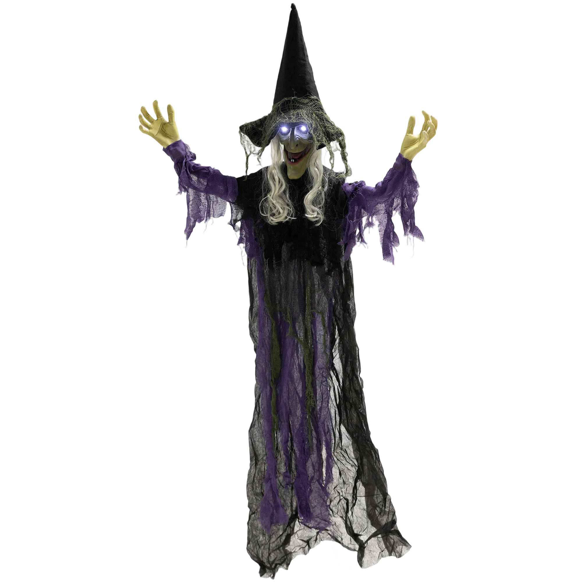 183cm Halloween Dekoration Hängende Halloween Hexe mit LED-Lichter, Soundfunktion verstellbare Arme, Mund 183cm Halloween Dekoration Hängende Halloween Hexe mit LED-Lichter, Soundfunktion verstellbare Arme, Mund