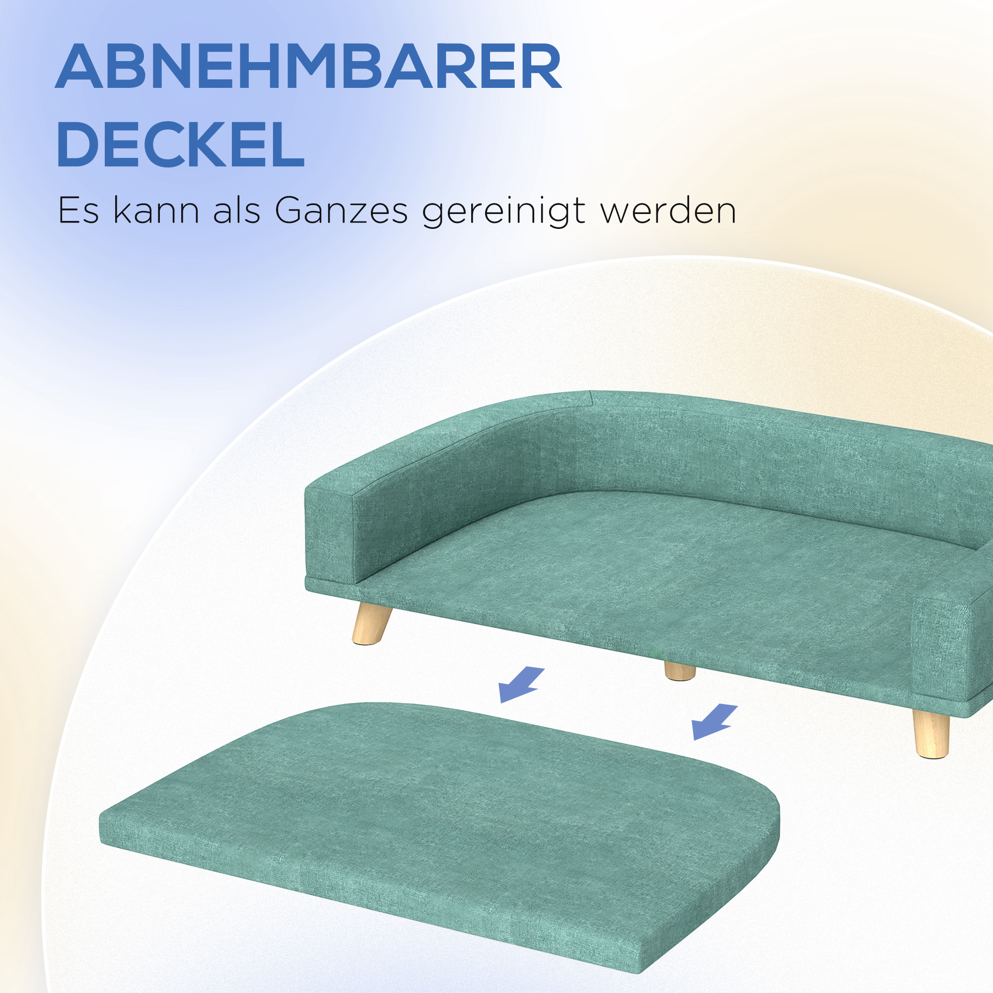Hundebett Hundesofa Haustiersofa, Eukolyptusholz, 98 x 67 x 25 cm, Grün