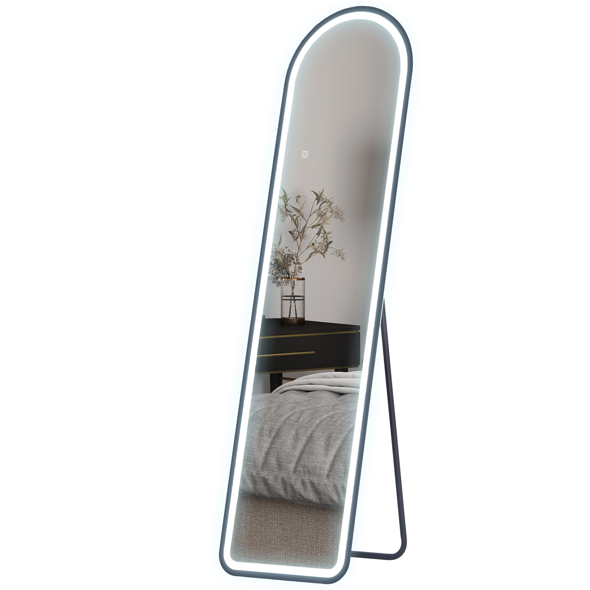 Ganzkörperspiegel, 150 x 40 cm, Freistehender Spiegel mit dimmbaren LED-Lichtern für Wohnzimmer, Schlafzimmer Ganzkörperspiegel, 150 x 40 cm, Freistehender Spiegel mit dimmbaren LED-Lichtern für Wohnzimmer, Schlafzimmer
