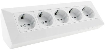 5-fach Steckdosenblock, weiß / 250V~/ 16A, Aufbaumontage