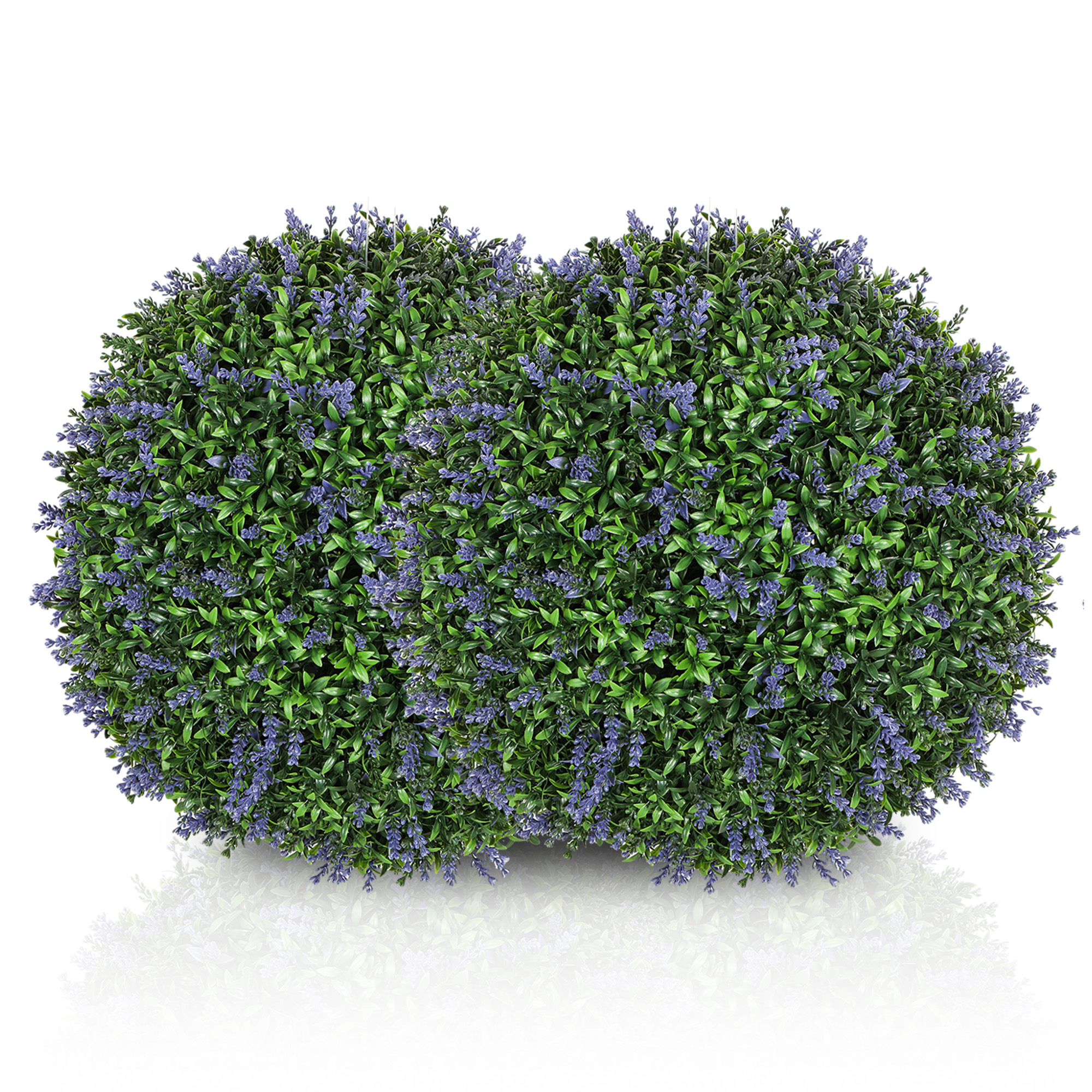 2er-Set künstliche Pflanzen in Kugelform, UV-beständig, Kunstpflanzen für Indoor- und Outdoor-Bereich, 42 cm, Grün+Lila