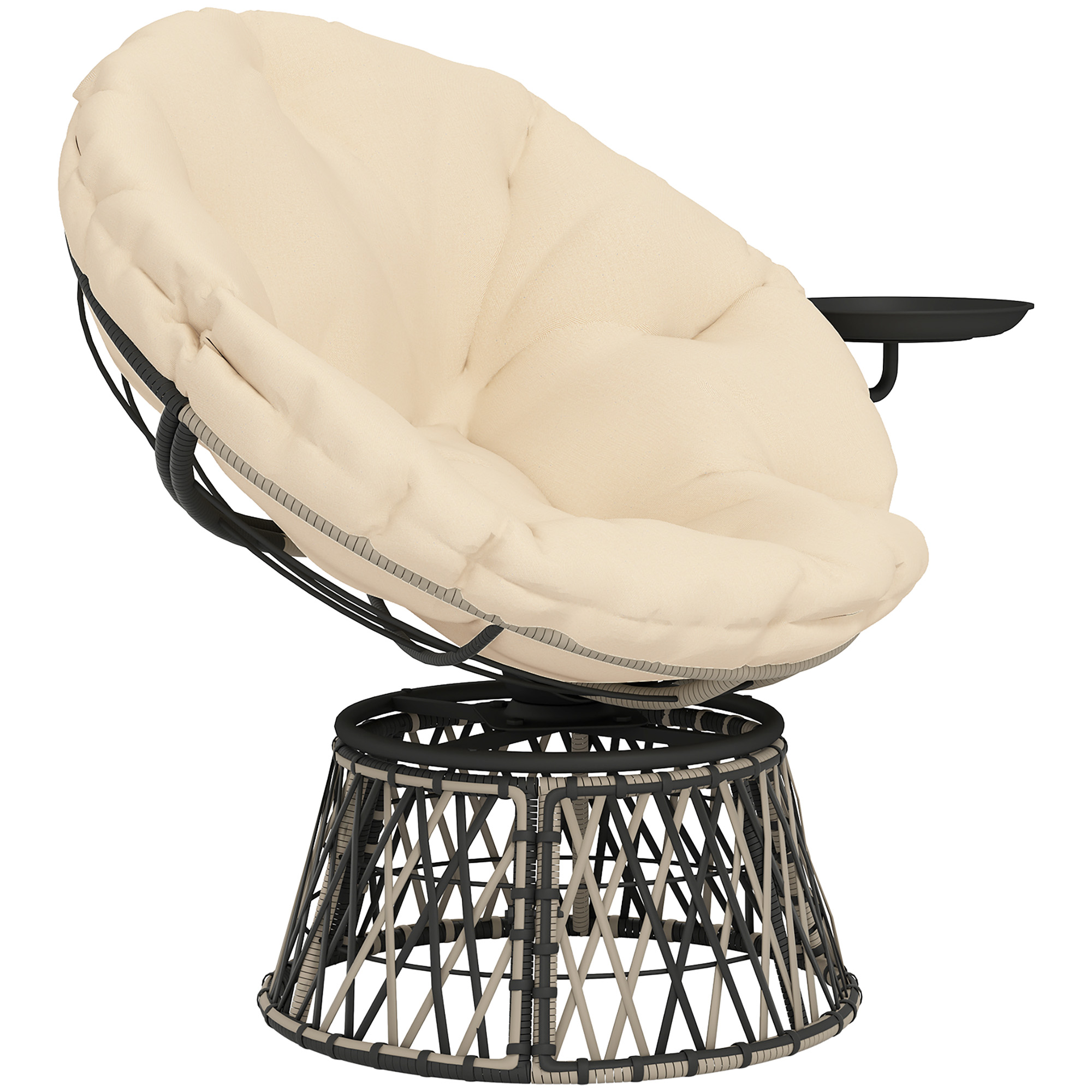 Papasansessel Rattan 360° drehbar Korbsessel mit Kissen Durchmesser 90 cm runder Beige Papasansessel Rattan 360° drehbar Korbsessel mit Kissen Durchmesser 90 cm runder Beige