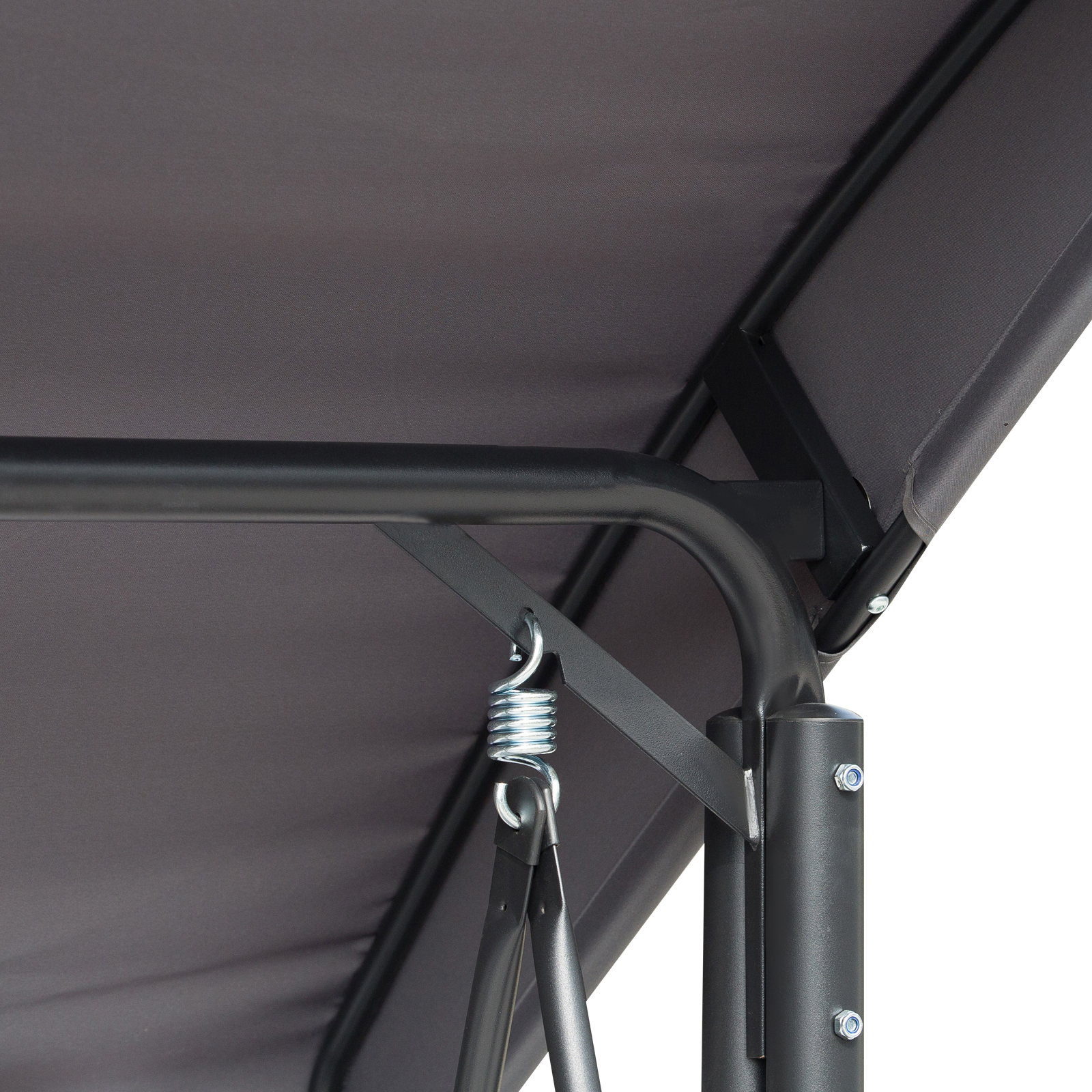 Hollywoodschaukel mit Seitentasche, 3-Sitzer Gartenschaukel mit verstellbarem Sonnendach, Schaukelbank belast bis 300kg, für Garten, Terrasse, 196 x 128 x 172 cm, Dunkelgrau