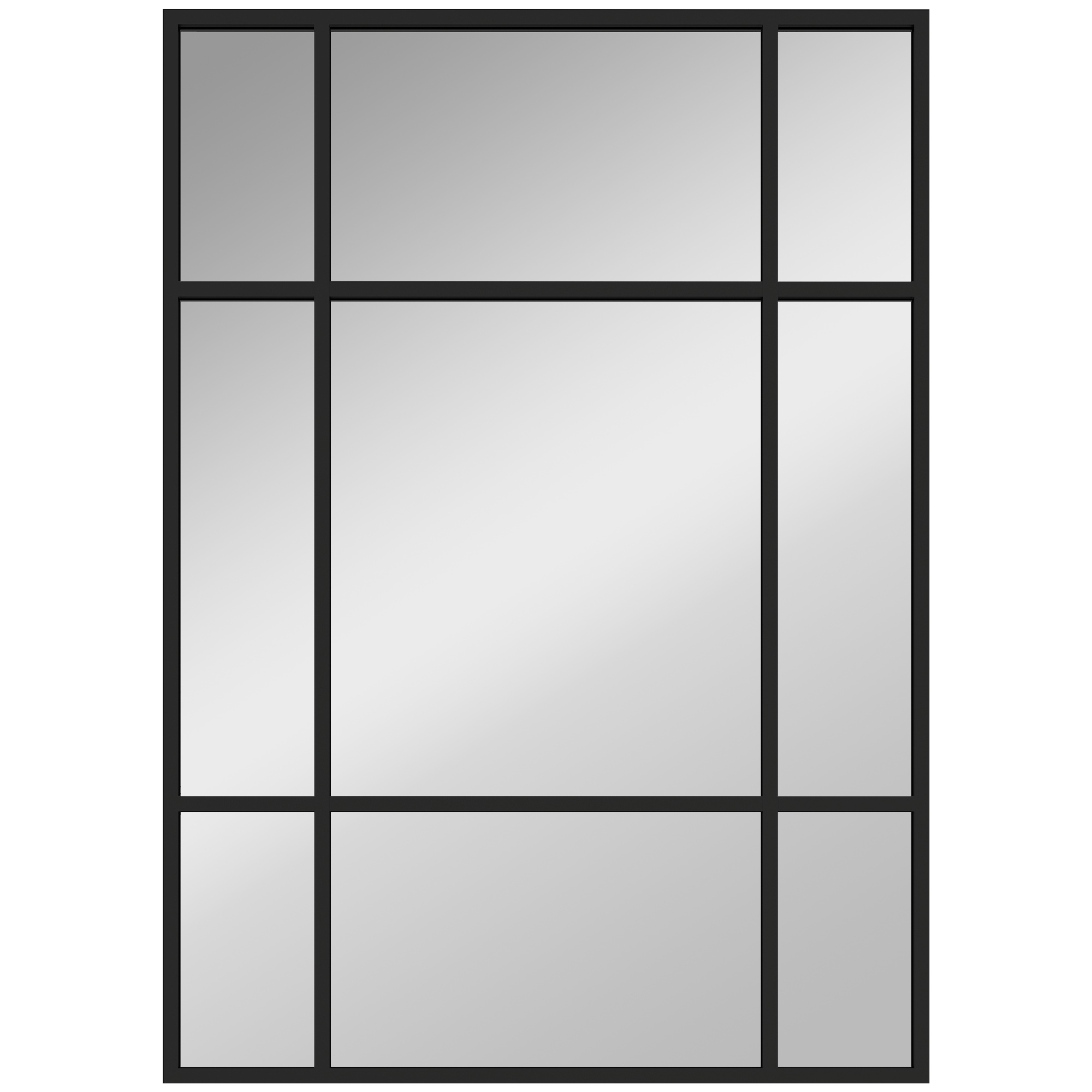 Wandspiegel, dekorativer Spiegel mit Metallrahmen, schwarze Streifen, Mehrschichtglas, 50B x 2T x 70H cm