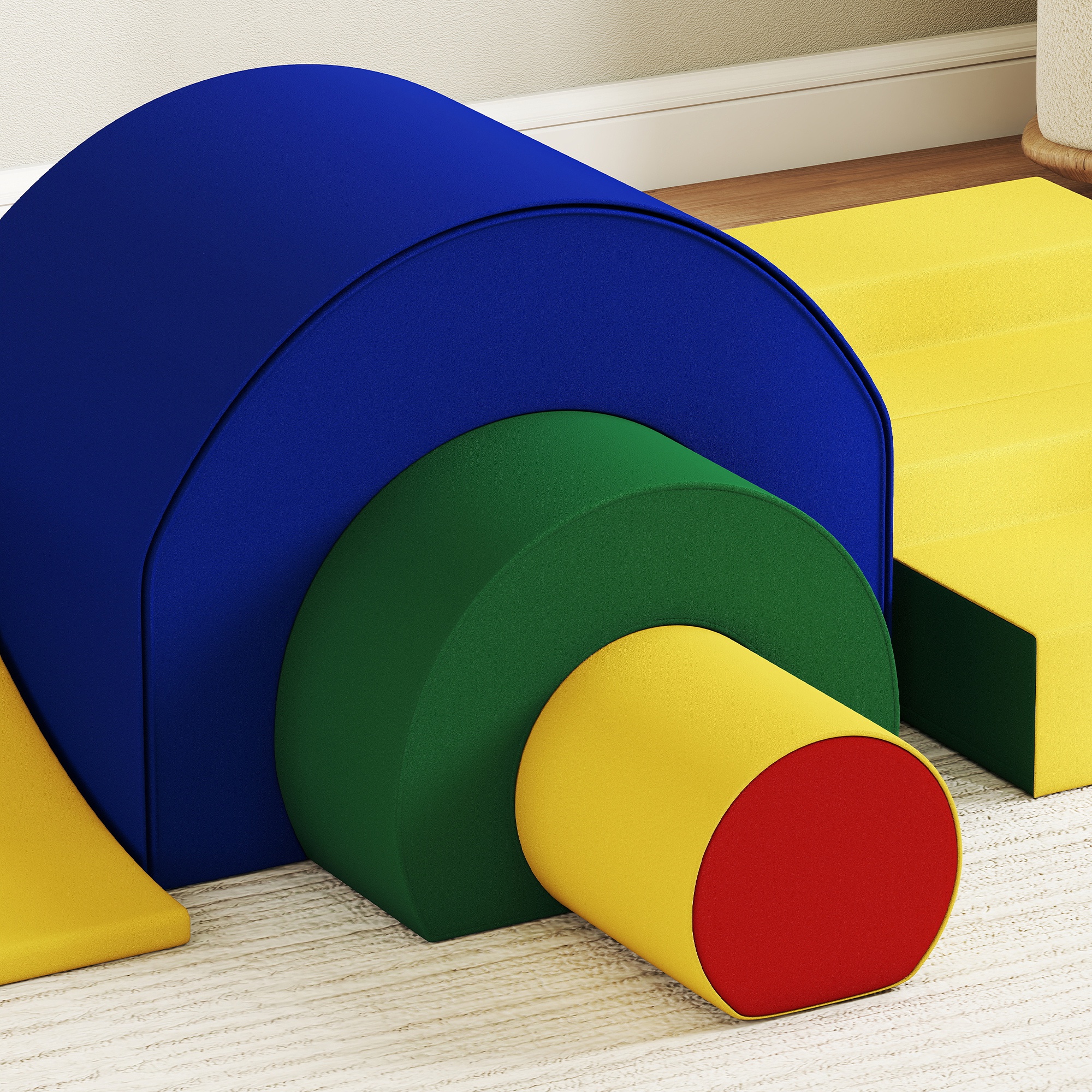 5-teiliges Softbaustein-Set für Babys & Kleinkinder, Schaumstoff, Kunstleder, 5 kreative Formen, Indoor-Set zum Klettern, Krabbeln, Spielen, Bunt