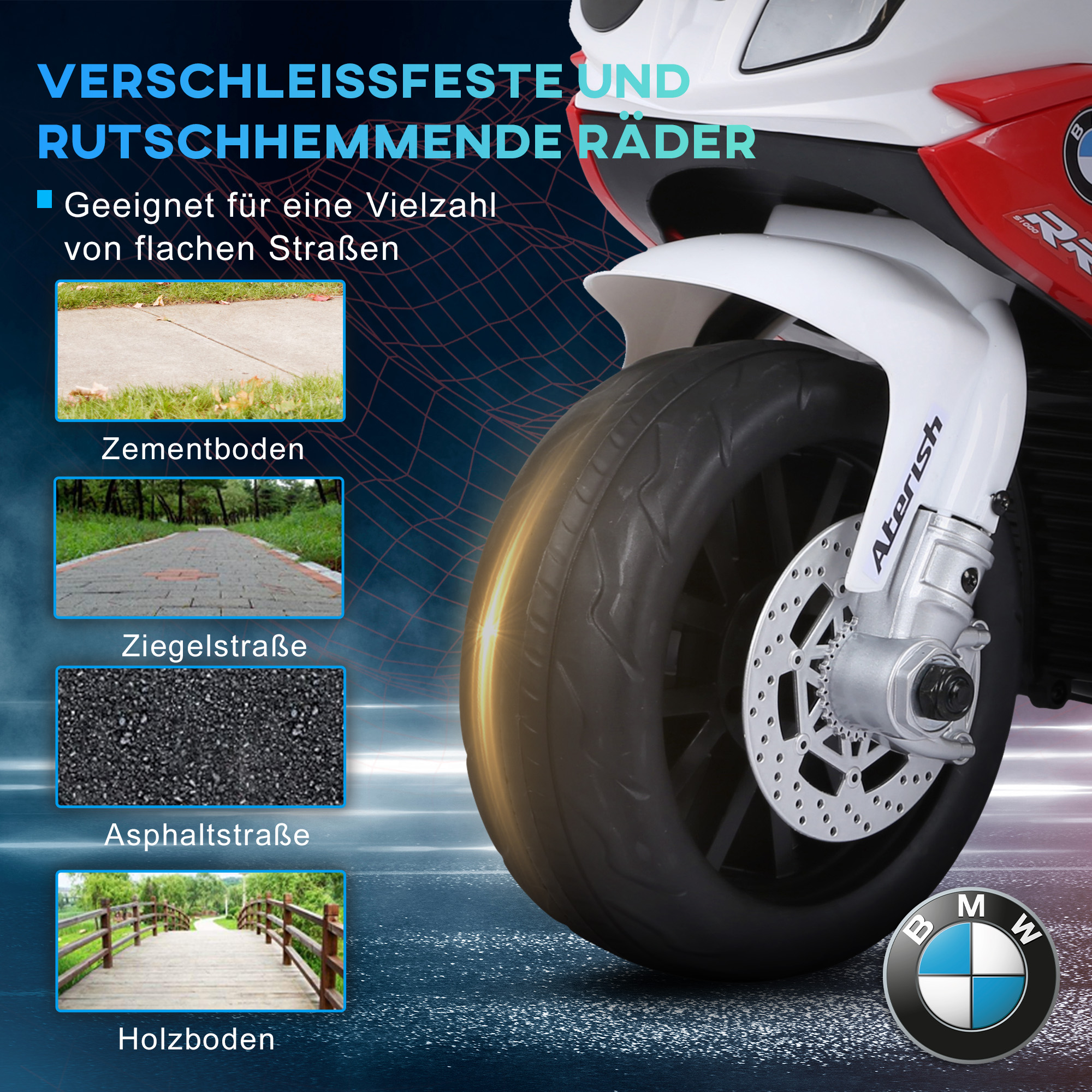 Elektro Motorrad Kinder BMW S1000RR 6V Elektromotorrad mit Scheinwerfer, Kindermotorrad mit Musik 2,5 km/h Motorrad für Kinder 18-36 Monaten Rot