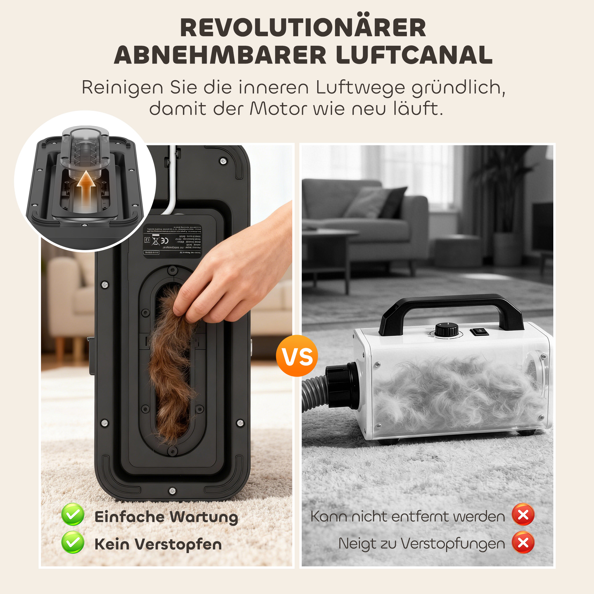 Hundeschermaschine mit Staubsauger leise Schermaschine mit 5 Pflegewerkzeugen für Hunde Katzen Haustiere Weiß