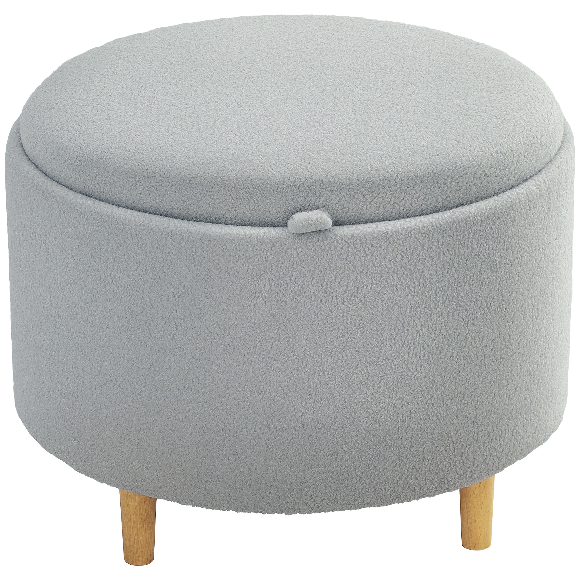 Hocker Polsterhocker, Teddyfleece, versteckter Stauraum, umkehrbarer Deckel, 56 cm x 56 cm x 42 cm, Grau