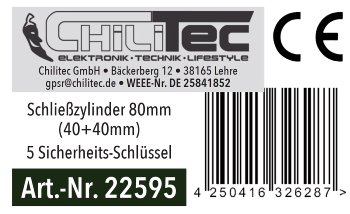 Schließzylinder 80mm (40+40mm) / Profil-Zylinder, 5 Sicherheits-Schlüssel