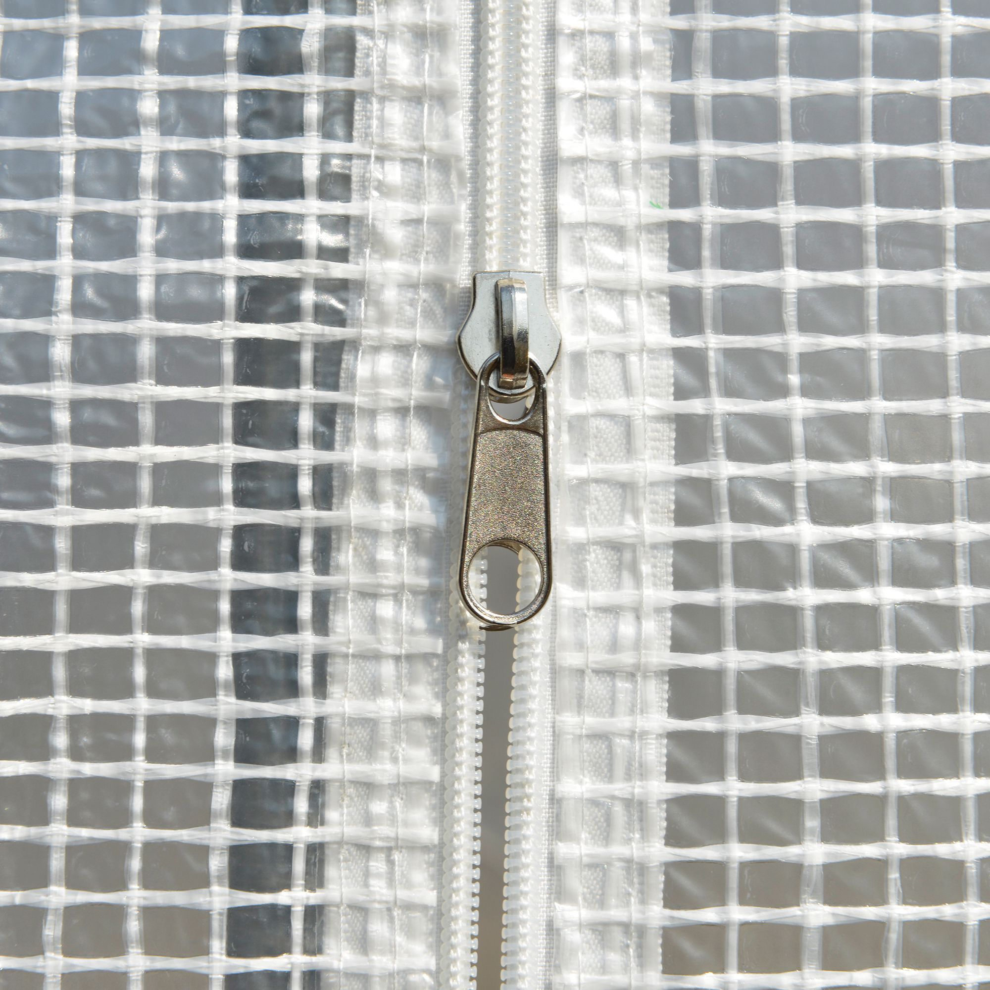 Foliengewächshaus, 6 aufrollbare Fenster, Tür mit Reißverschluss, rostfreier Stahlrahmen, 2,95 x 2 x 2 m, Weiß