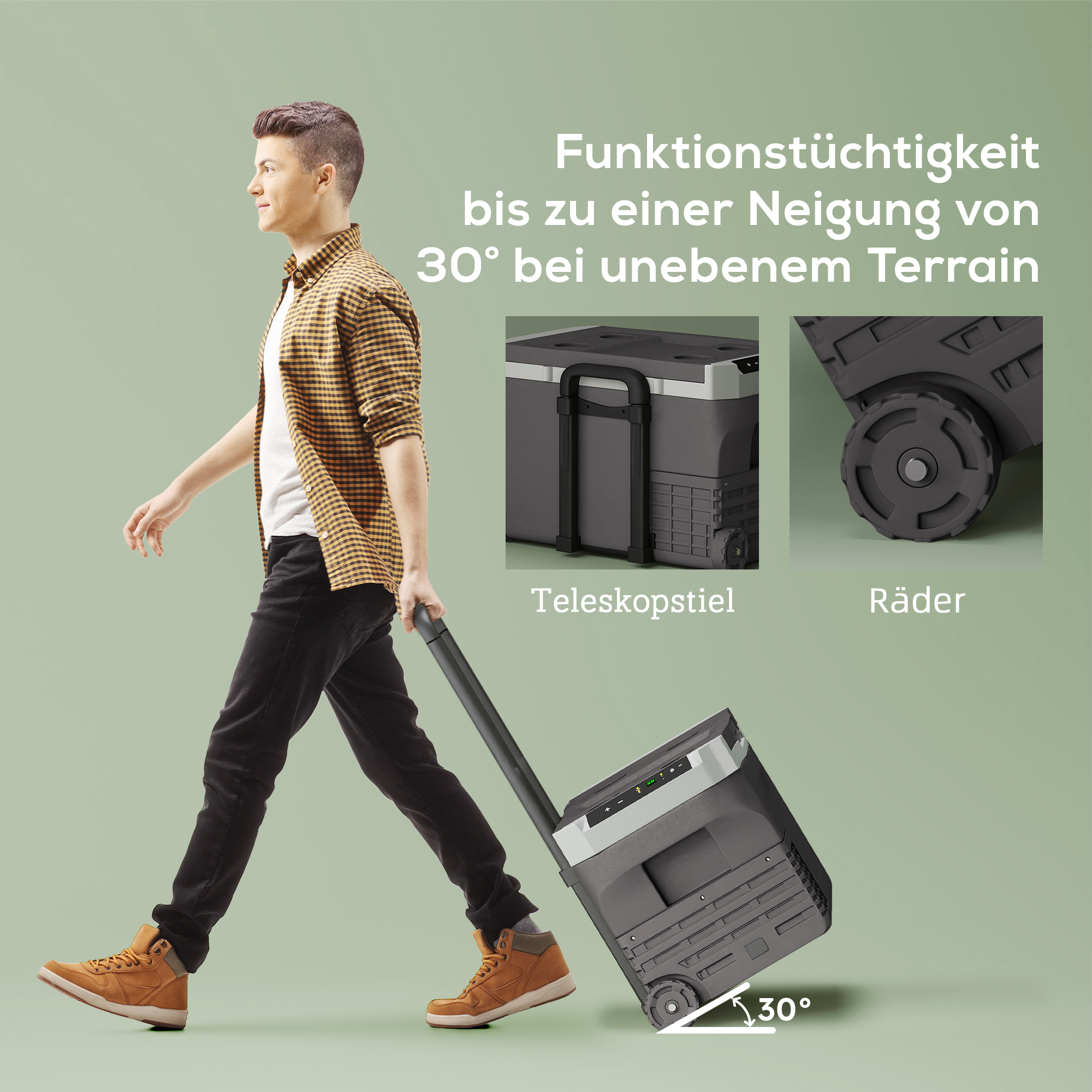 30 Liter Kompressor Kühlbox elektrische Kühlbox mit LED ECO Modus Anschluss Kühlhaltefunktion Schwarz