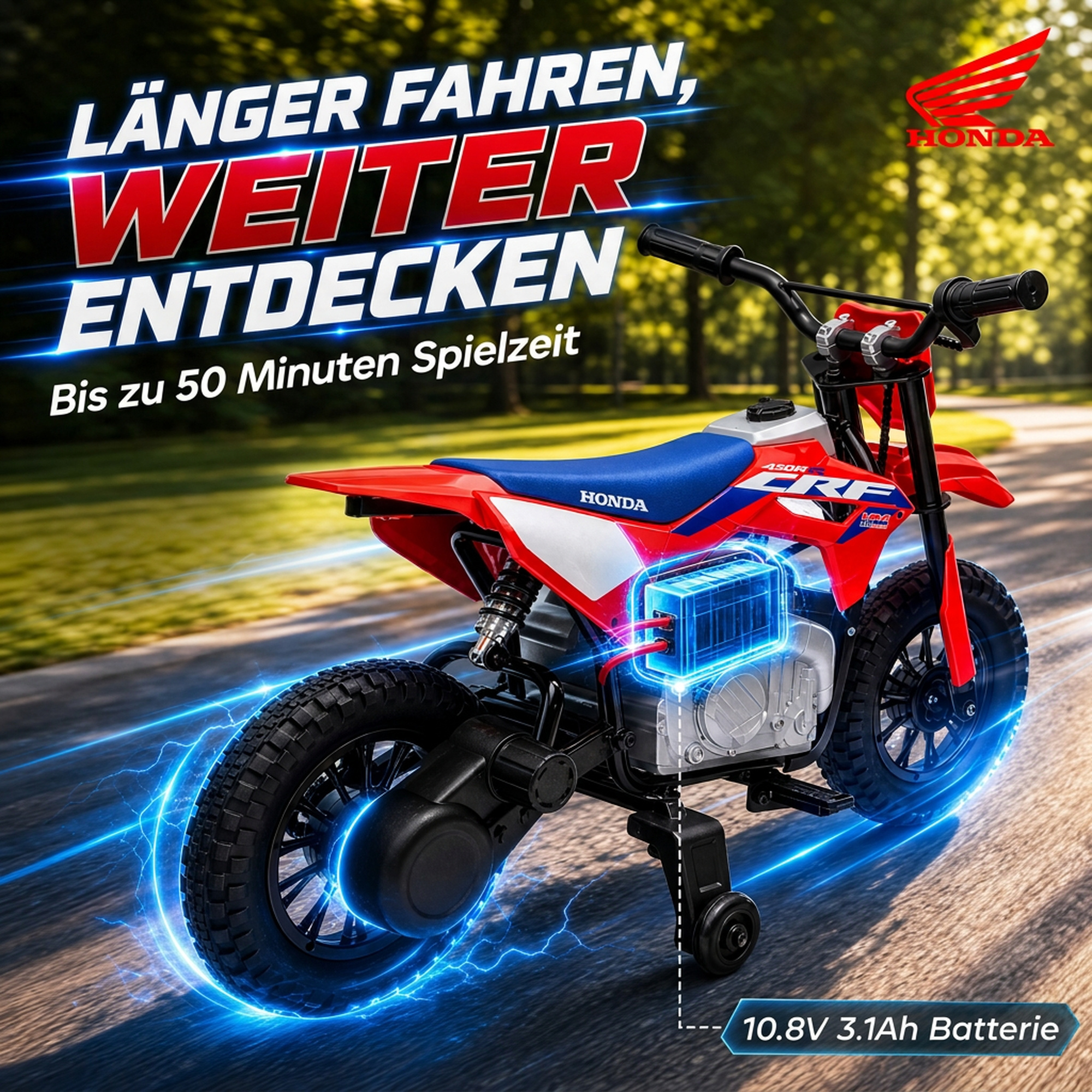 Elektro Motorrad Kinder HONDA CRF 450R 12V Kinder Motocross mit 35W Motor Lithium Akku Hinterradfederung 12 Zoll Rädern