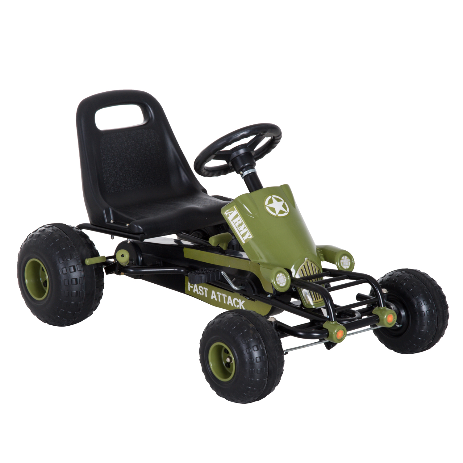 Go Kart Tretauto Tretfahrzeug mit Handbremse, Vor- und Rückwärtsgang, Kinderfahrzeug Kettcar Tretfahrzeug mit Verstellbarem Sitz für Kinder 3-6 Jahren, 99 x 65 x 56cm Grün Go Kart Tretauto Tretfahrzeug mit Handbremse, Vor- und Rückwärtsgang, Kinderfahrzeug Kettcar Tretfahrzeug mit Verstellbarem Sitz für Kinder 3-6 Jahren, 99 x 65 x 56cm Grün