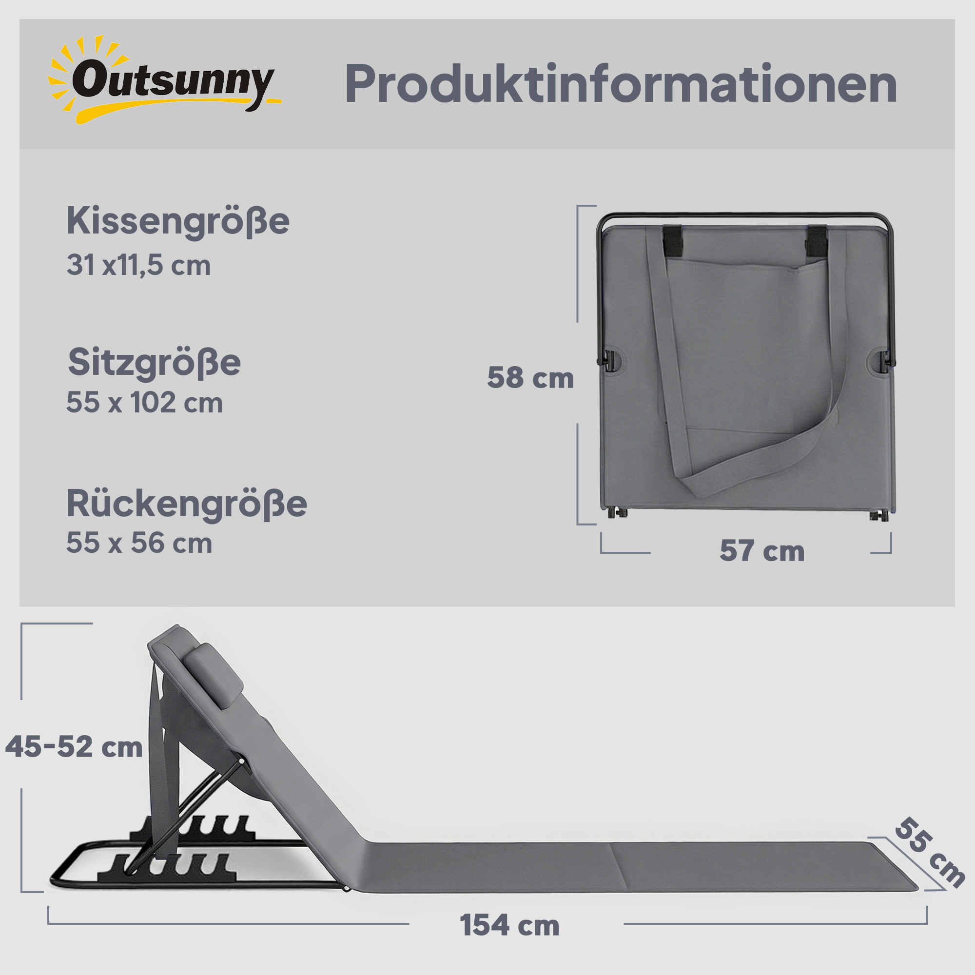2er Set Strandmatte mit Verstellbarer Rückenlehne klappbar leicht Strandliege mit Kopfkissen Aufbewahrungstasche