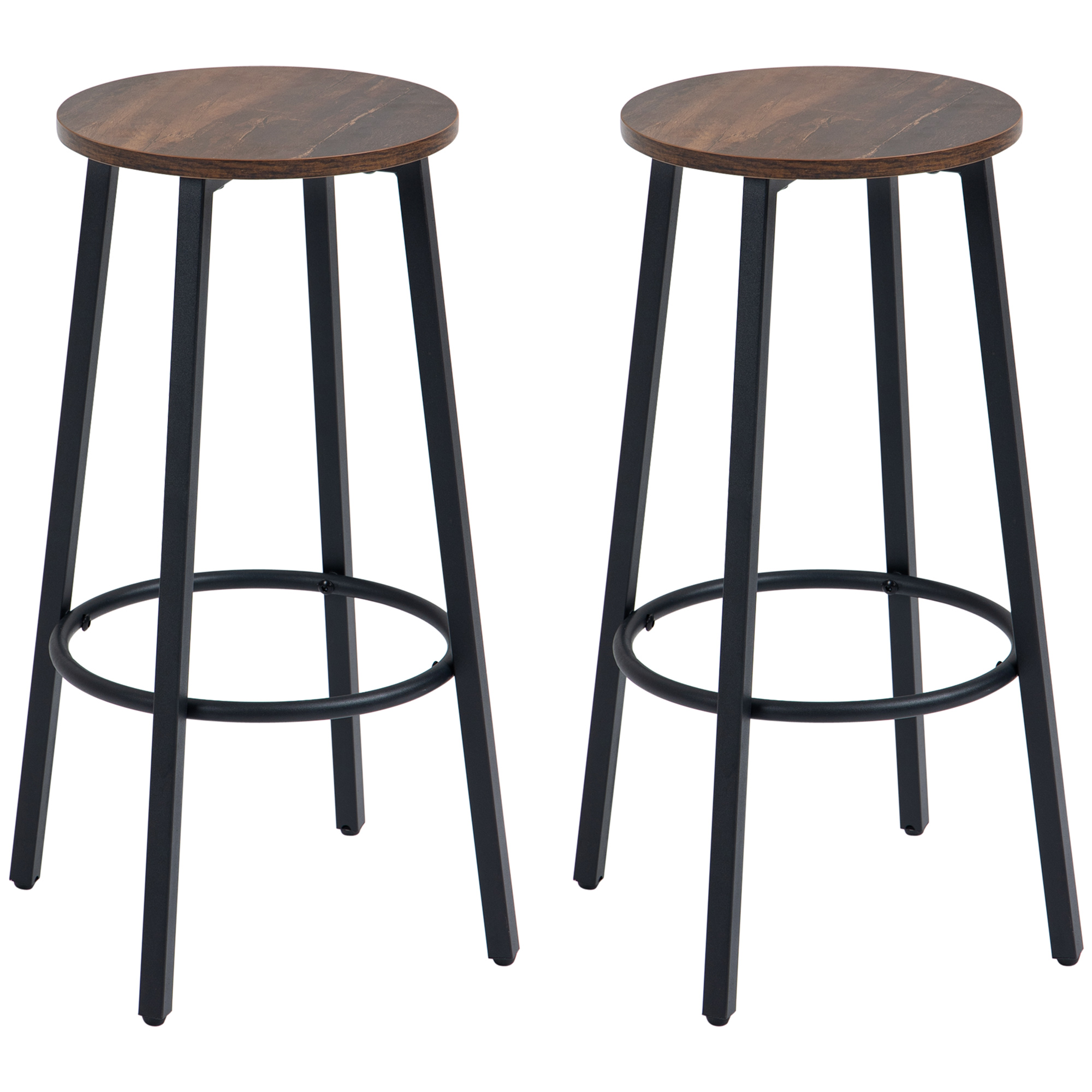 Barhocker-Set aus 2 Barstühlen im Industrial Design, Metallrahmen, Fußstütze, 42 x 42 x 65 cm