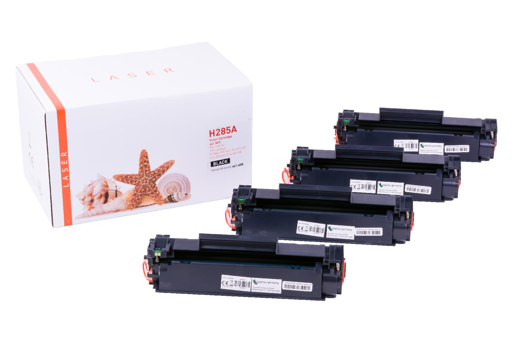 4er Set CE285A alternativ Toner black für HP / CE285 / 4x1.600 Seiten