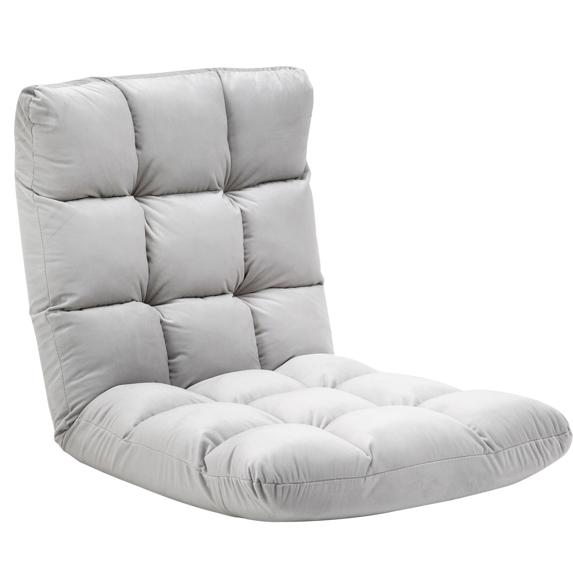 Bodenstuhl, faltbar, Bodensessel mit Liegefunktion Verstellbarer Rückenlehne, gepolstert Relaxsessel zum Fernsehen, Lesen, Meditationsstuhl Lazy Sofa Lesesessel für Meditation Zuhause Grau