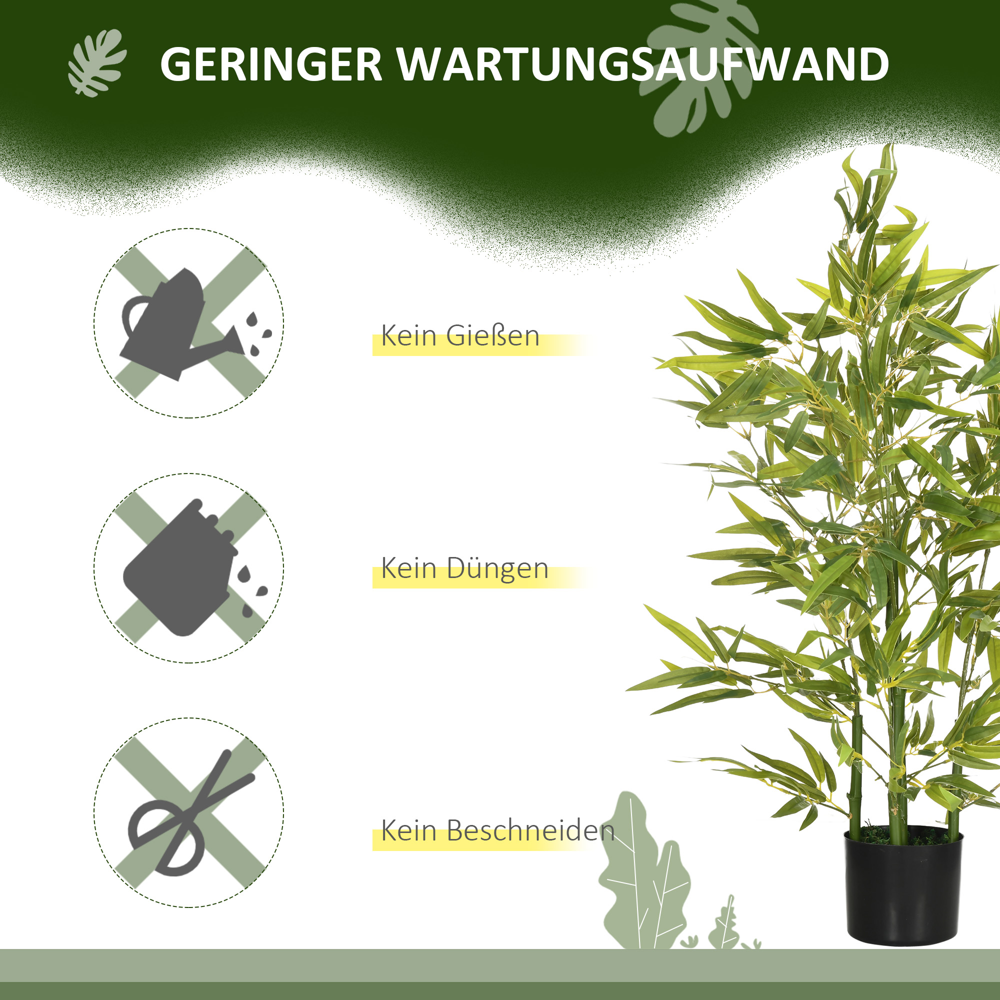 künstlicher Baum, Kunstpflanze, 5 Stämme, 504 Blätter, robuster Topf, Kunststoff