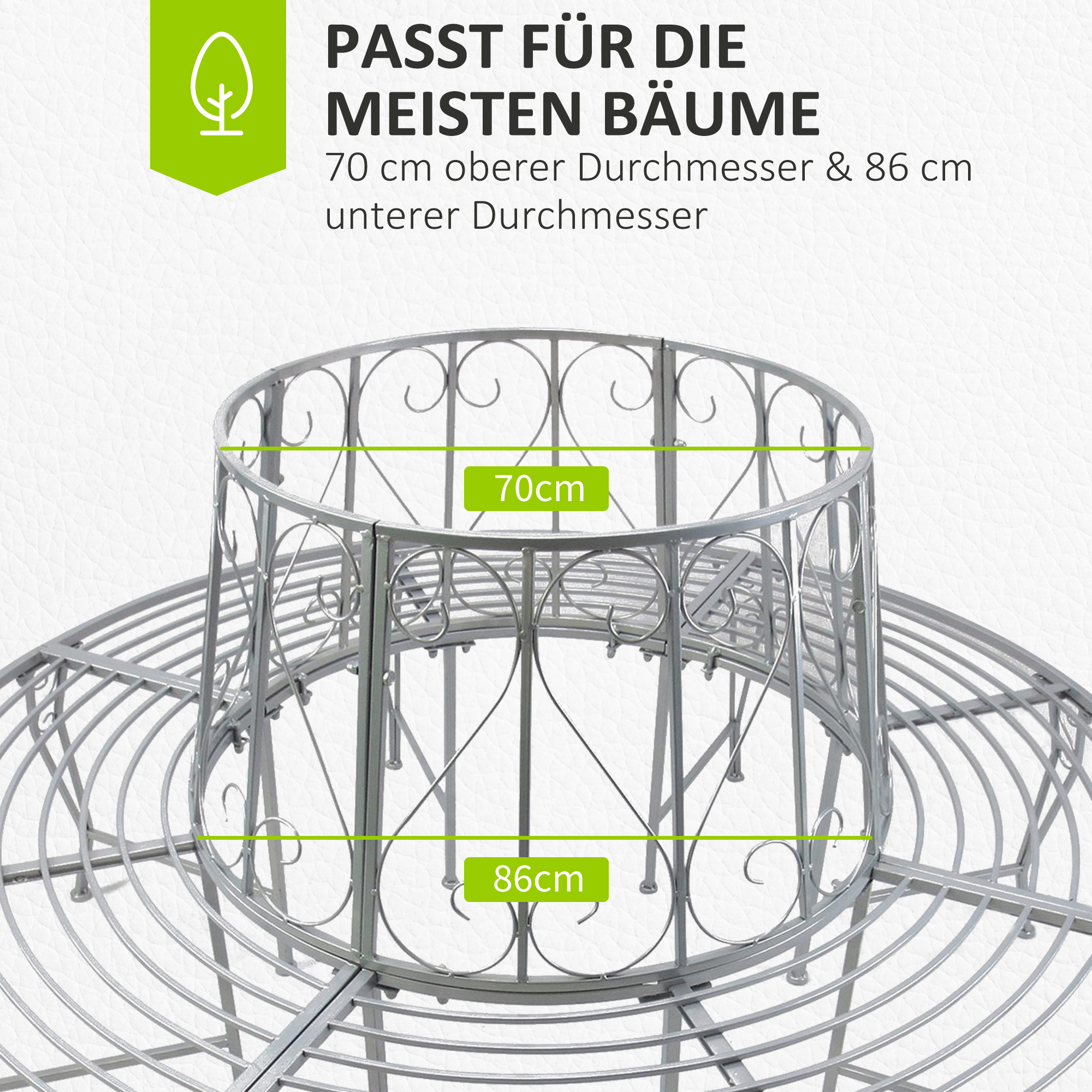 Baumbank Rundbank 360° Gartenbank Sitzbank Baum Bank Metall ?160cm