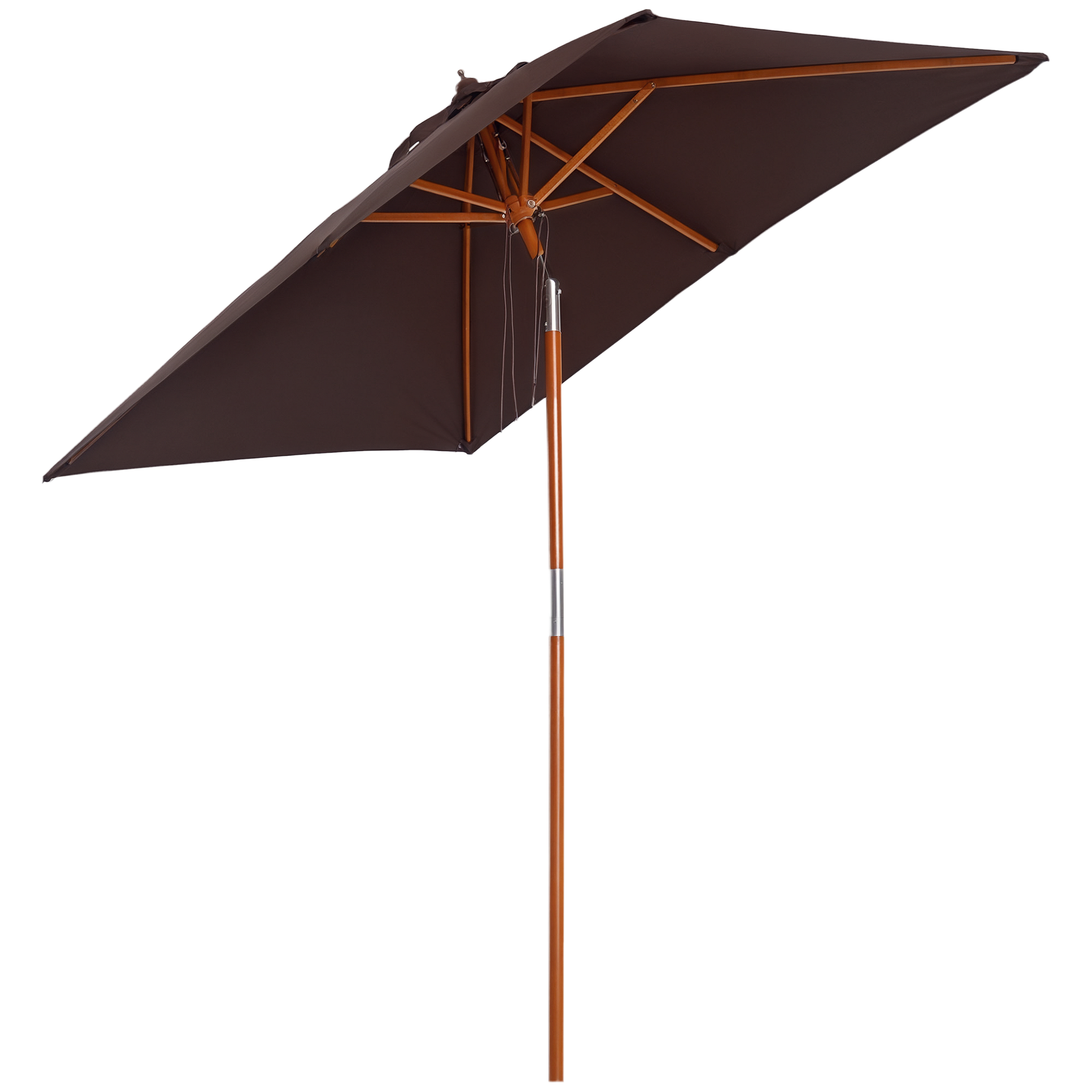 Sonnenschirm 200 x 150 x 235 cm Knickbarer Gartenschirm 3-stufig einstellbar rechteckig Strandschirm wasserabweisend und UV-beständig für Strand Balkon Terrasse Garten Kaffee