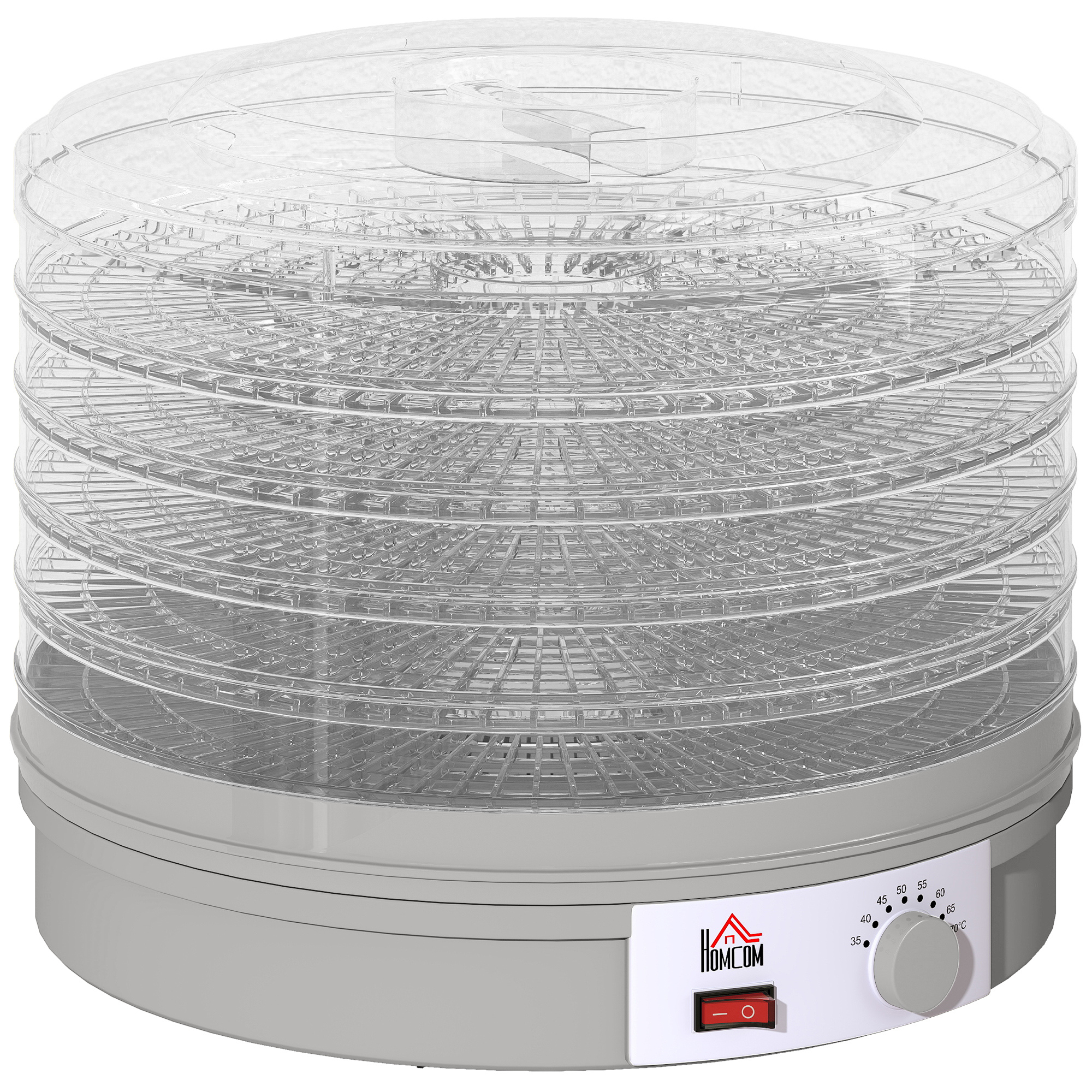 5-stöckiger Dörrautomat, 245W Dörrofen mit einstellbarer Temperaturregelung, Grau