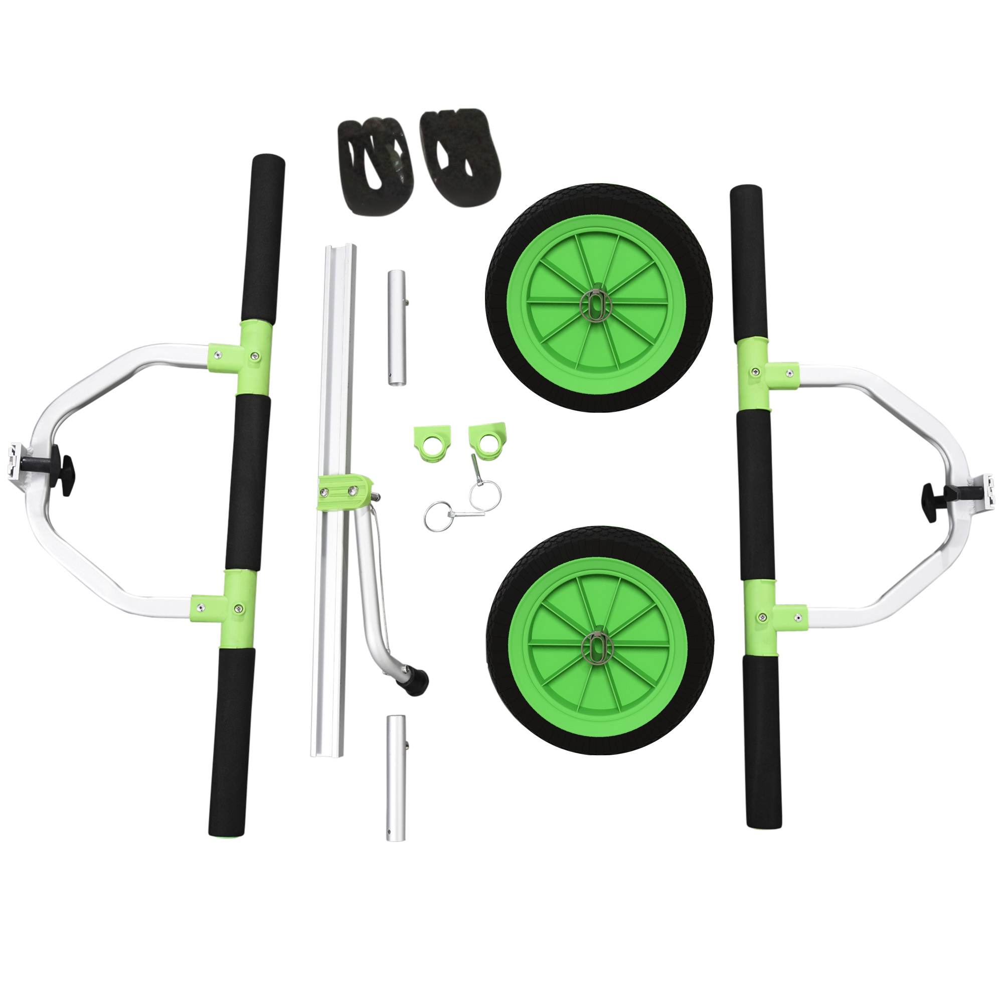 Bootswagen, verstellbare Breite, bis 100 kg belastbar, Aluminium, schwarz+grün, 79 x 72,5 x 42 cm