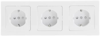 DELPHI Set 3 Steckdosen + 3-fach Rahmen / 250V~/ 16A, Steckanschluss, weiß