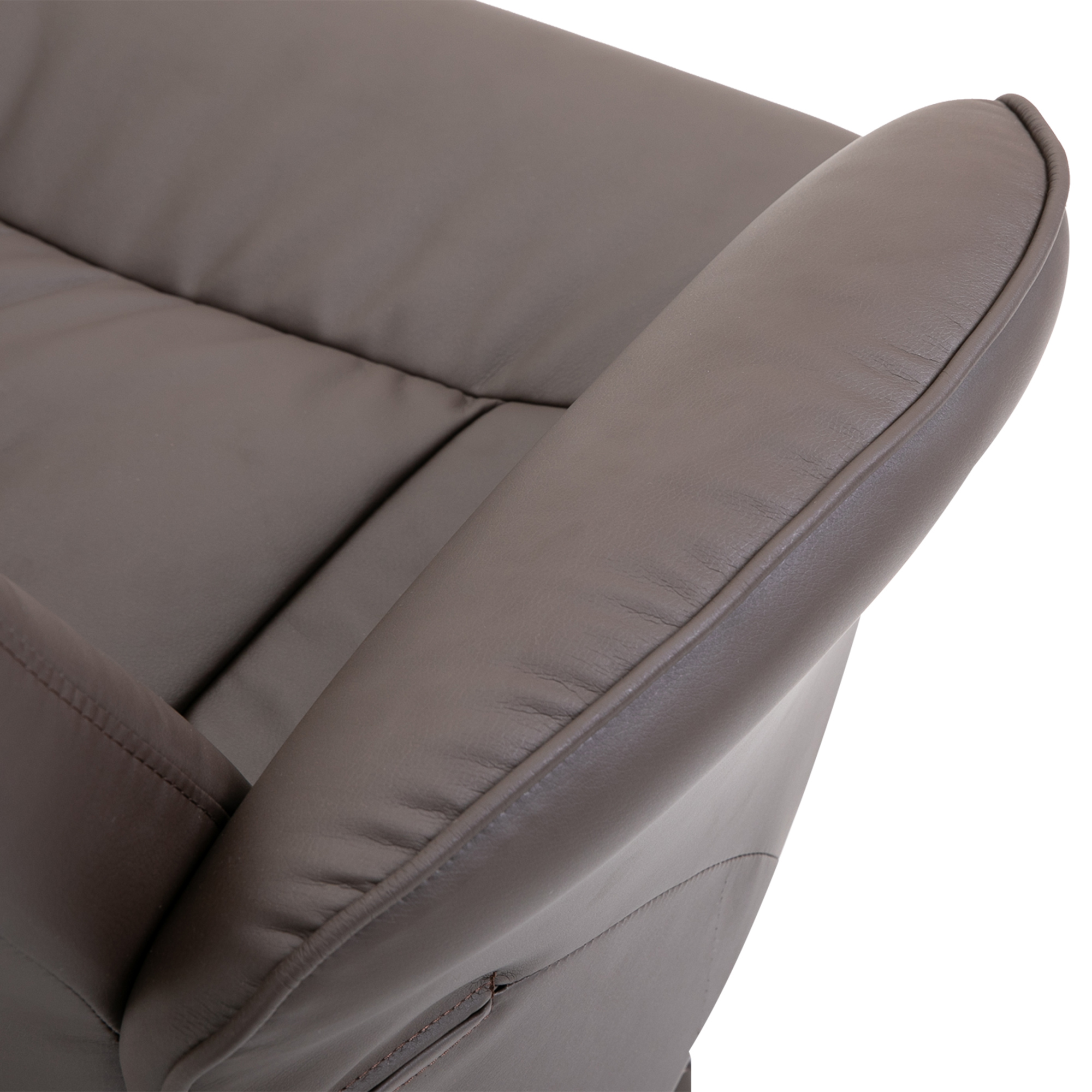 2-teiliges Sessel-Set, Sessel mit Fußhocker, Relaxsessel mit Fußhocker, höhenverstellbar, neigbare Rückenlehne, Braun