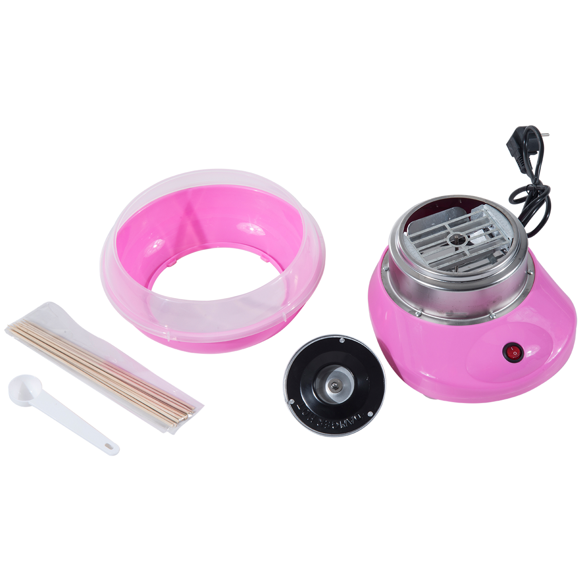 Zuckerwattemaschine für Zuhause Cotton Candy Machine Zuckerwatte Maschine mit Stäbchen und Messlöffel Höhe 18 cm 550W für Kinderfest, Geburtstag, Party Rosa