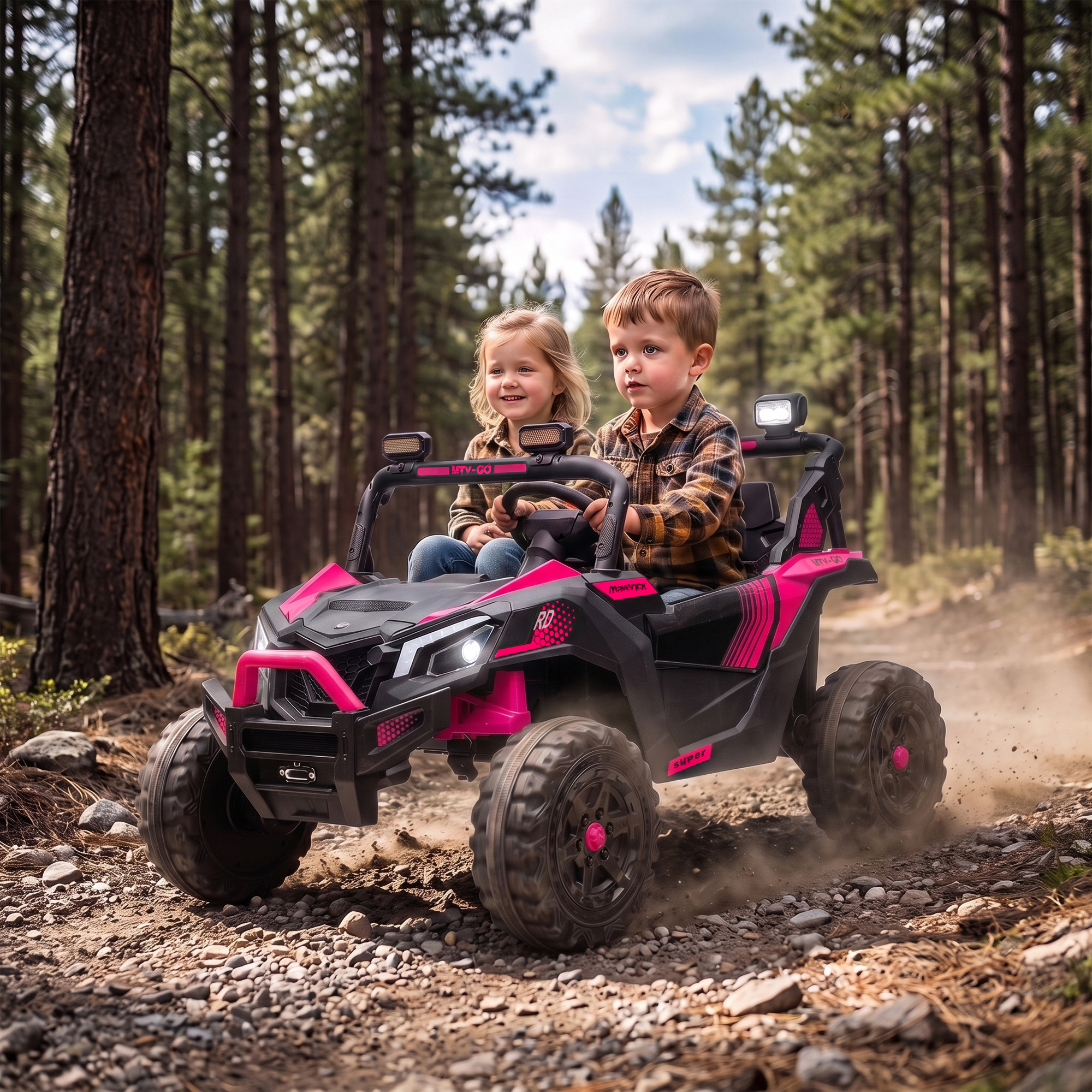 Kinder Elektroauto 24V 2 Sitzer Kinderauto UTV mit Lithium-Akku 2,4 GHz Fernbedienung 2 x 120W Motoren Softstart
