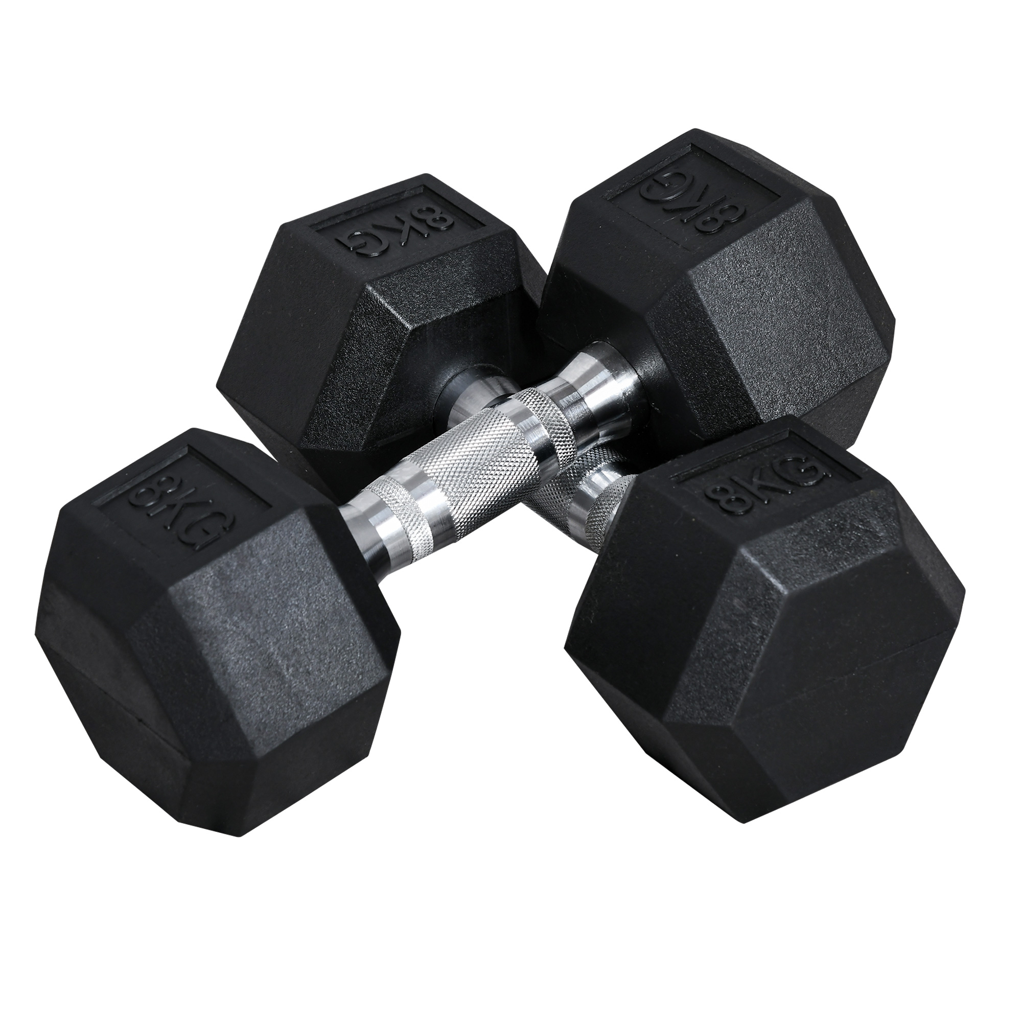 Hexagon Kurzhantel Gusseisen Hantel Gummi-Hantel Griff gerändelt Gewichte Metall Gummi schwarz 2 x 8 KG