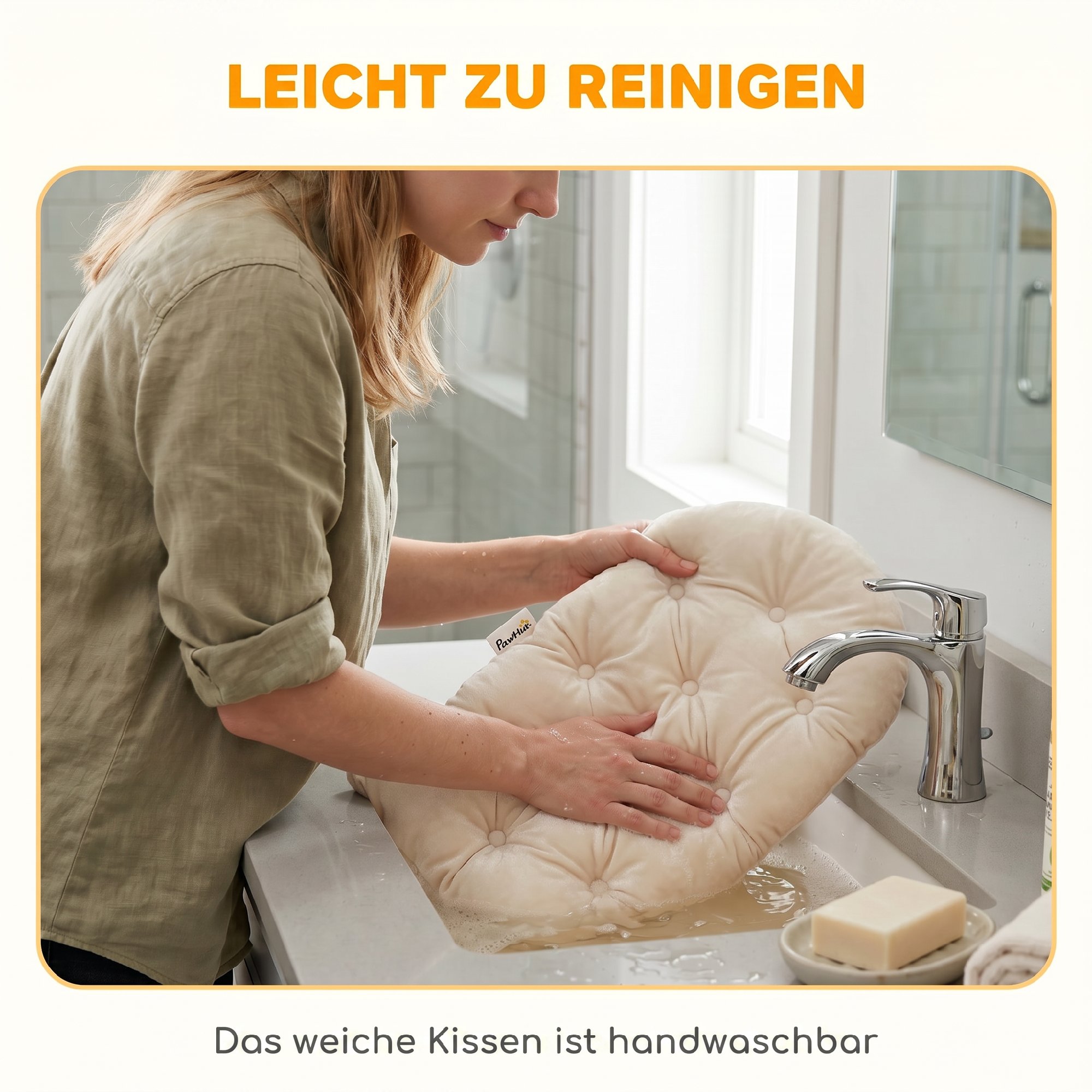 Fahrradkorb für Hunde & Katzen, Handgeflochtener Tierkorb mit Metallabdeckung & weichem Kissen, Hellbraun